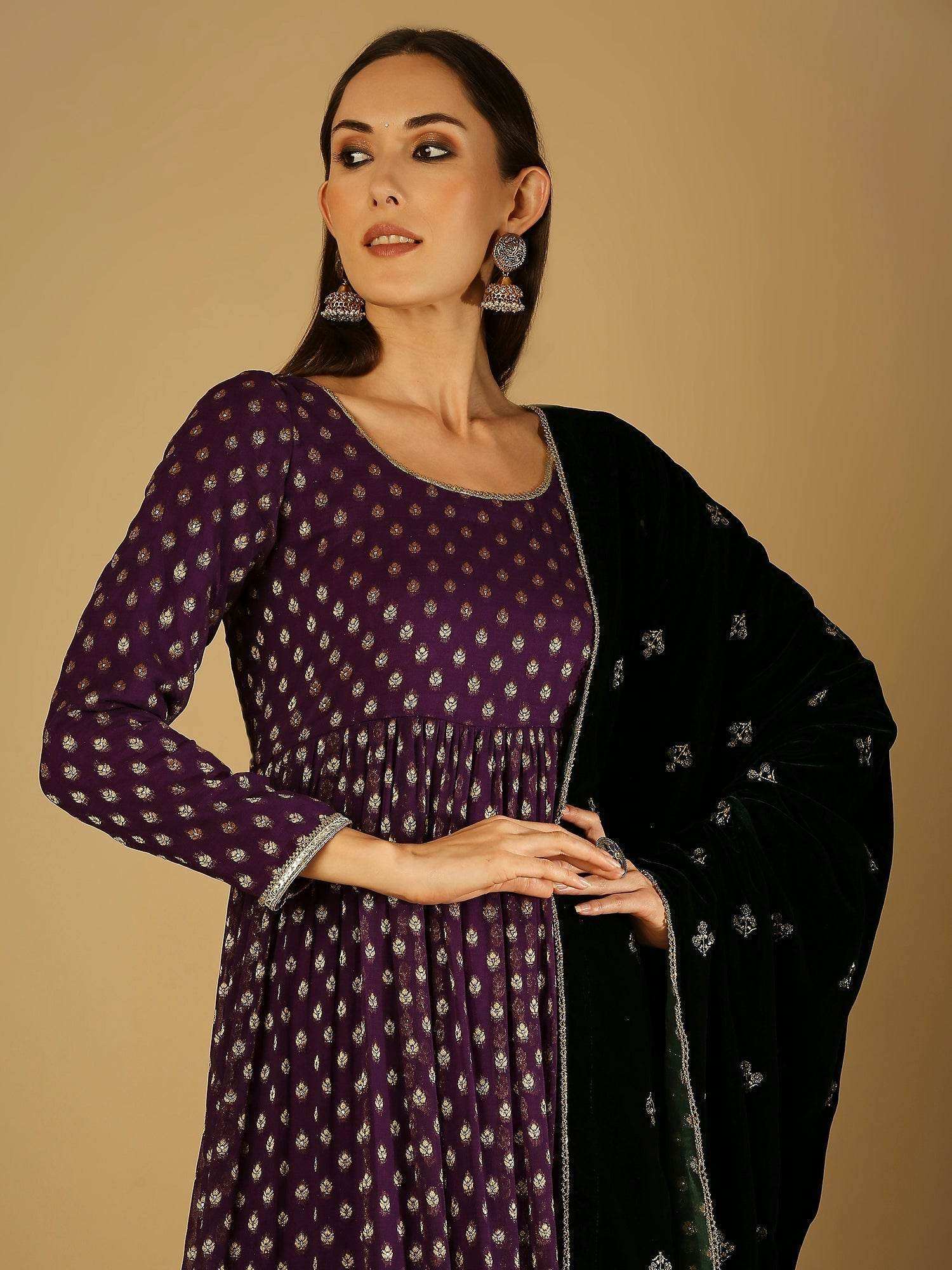 Reah-Anarkali Dress - Violet - Monk & Mei
