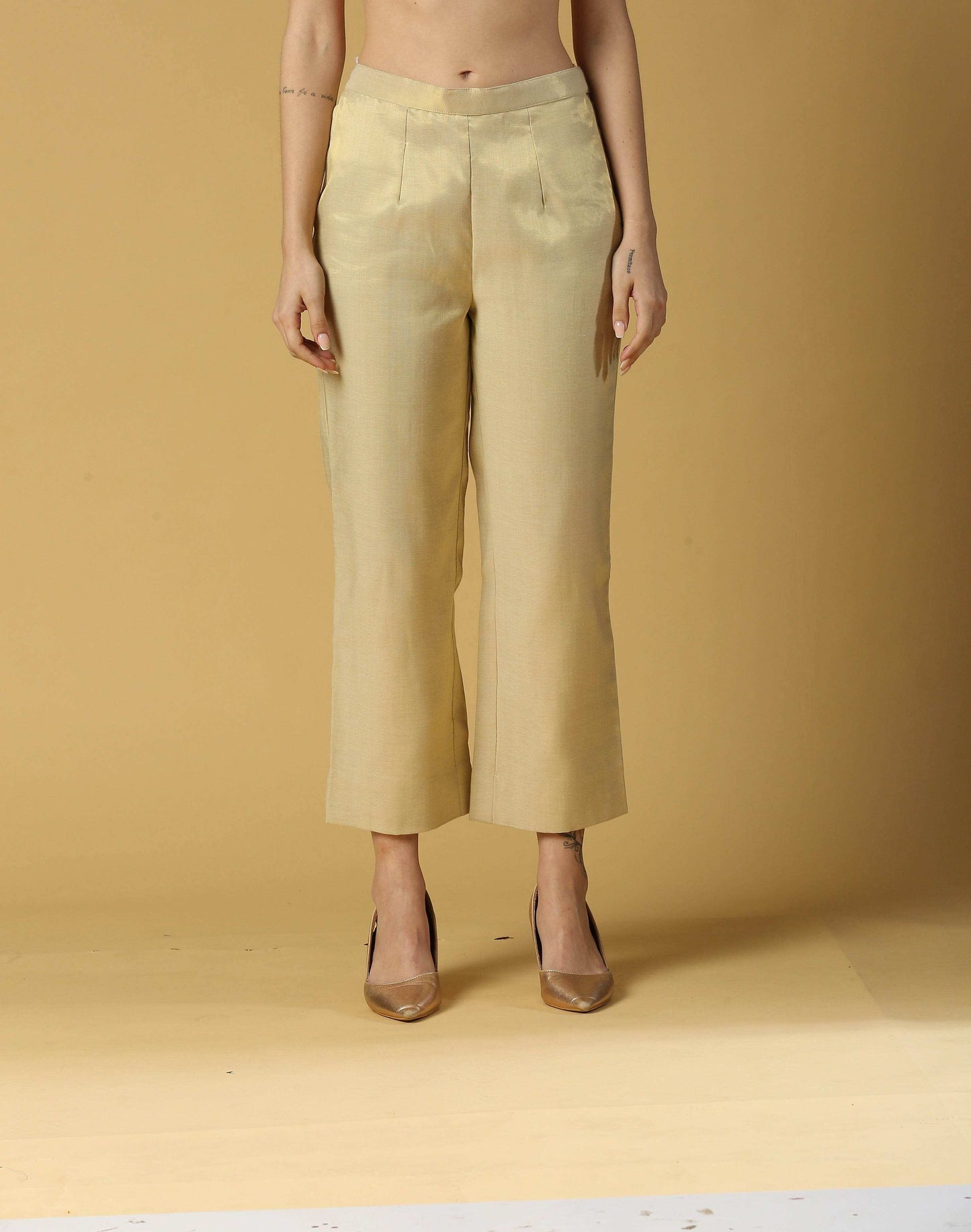 Nusrat Pant Bottoms-Gold - Monk & Mei