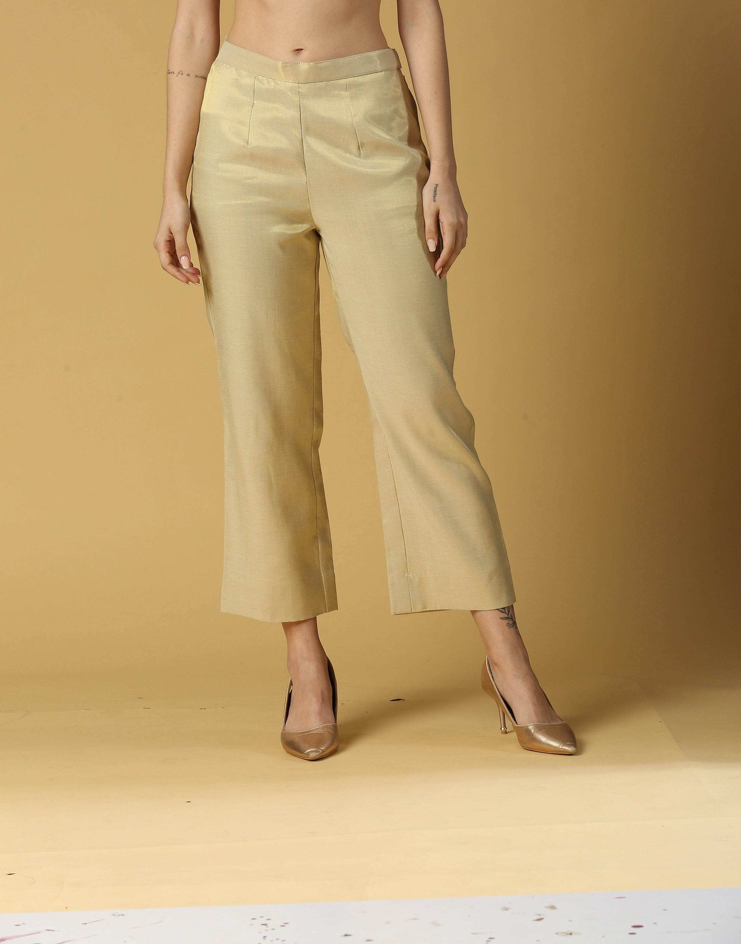 Nusrat Pant Bottoms-Gold - Monk & Mei