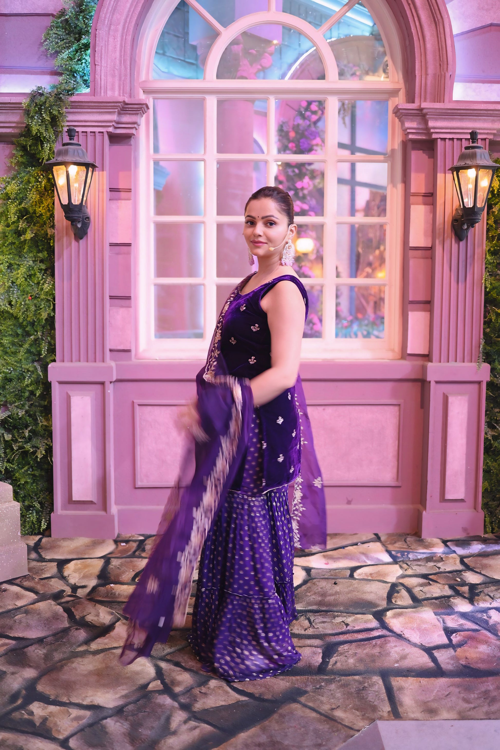 Cyra-Short kurta & sharara with dupatta - Purple