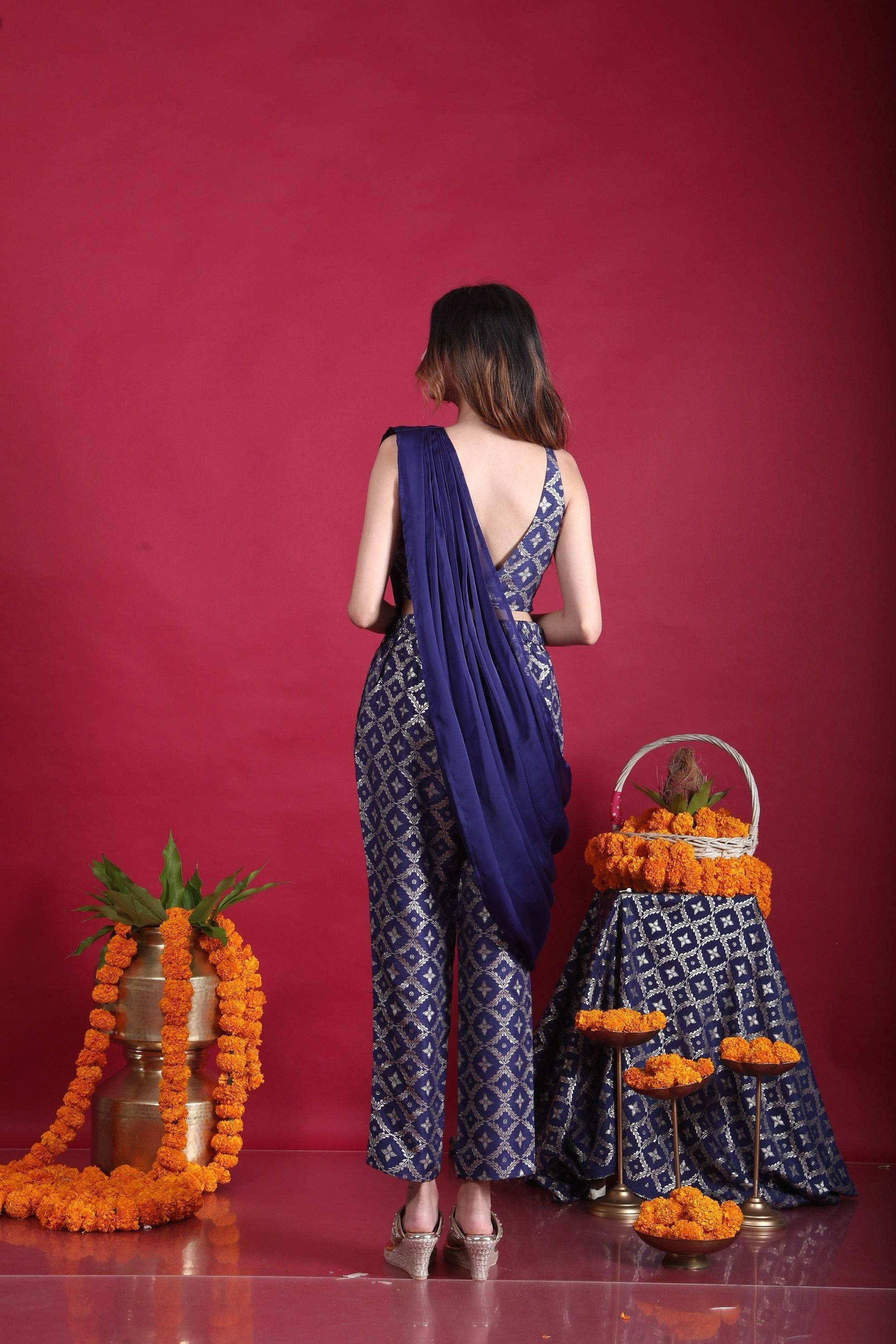 Naina- Blouse, pant and drape - Monk & Mei