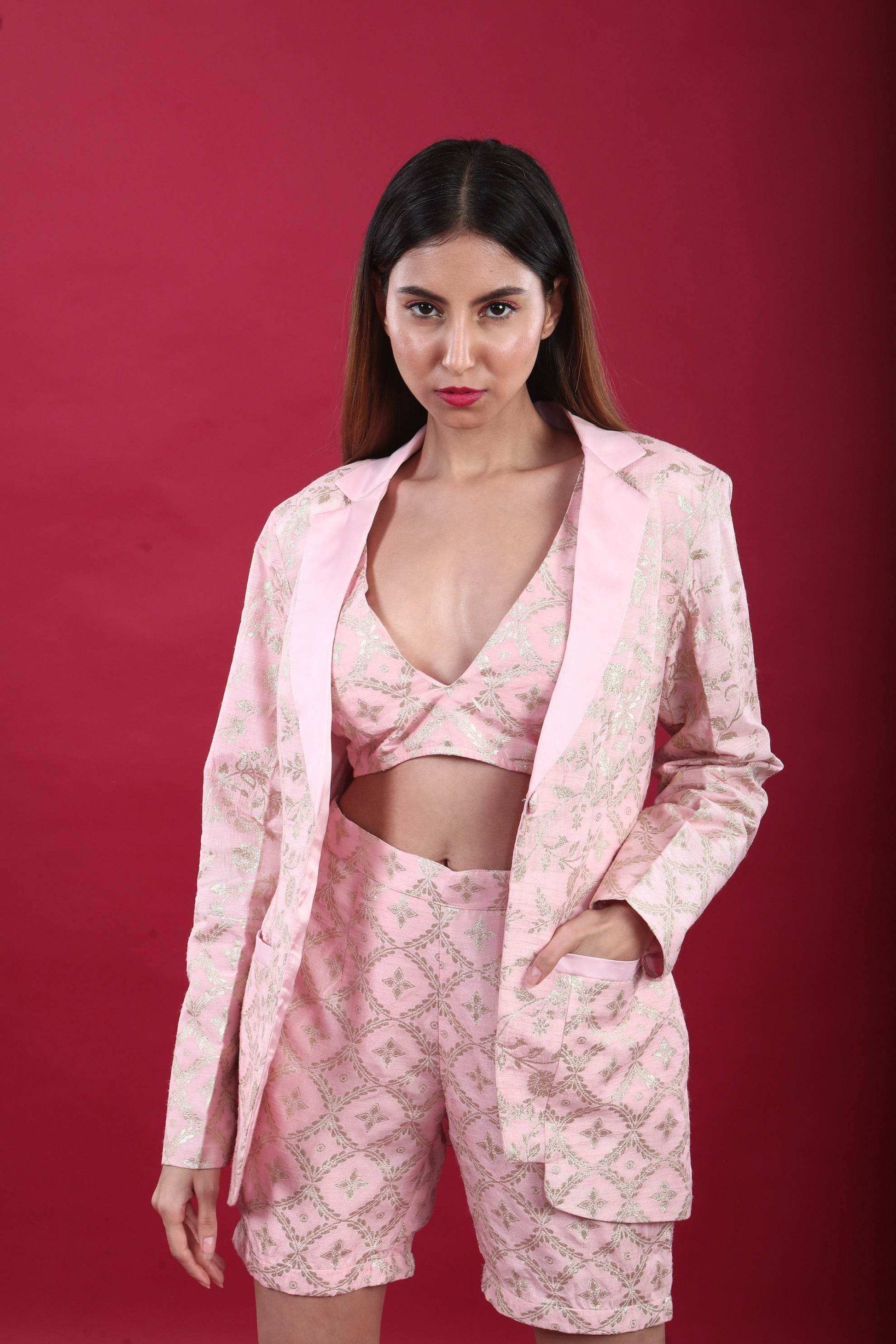 Jheel- Blazer Set - Blush Pink - Monk & Mei