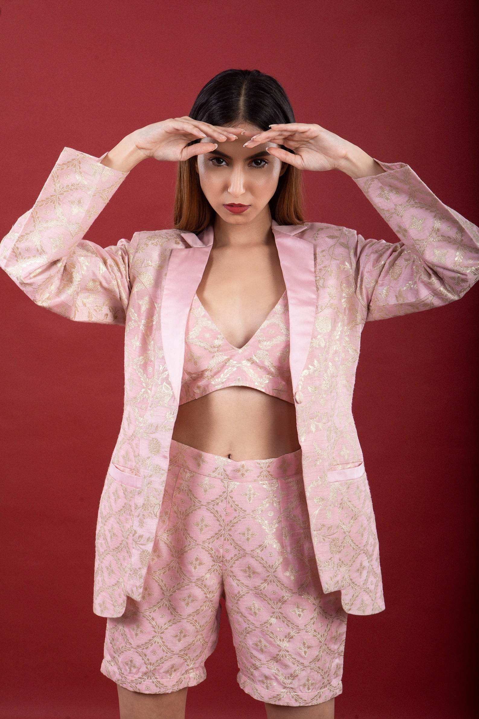 Jheel- Blazer Set - Blush Pink - Monk & Mei
