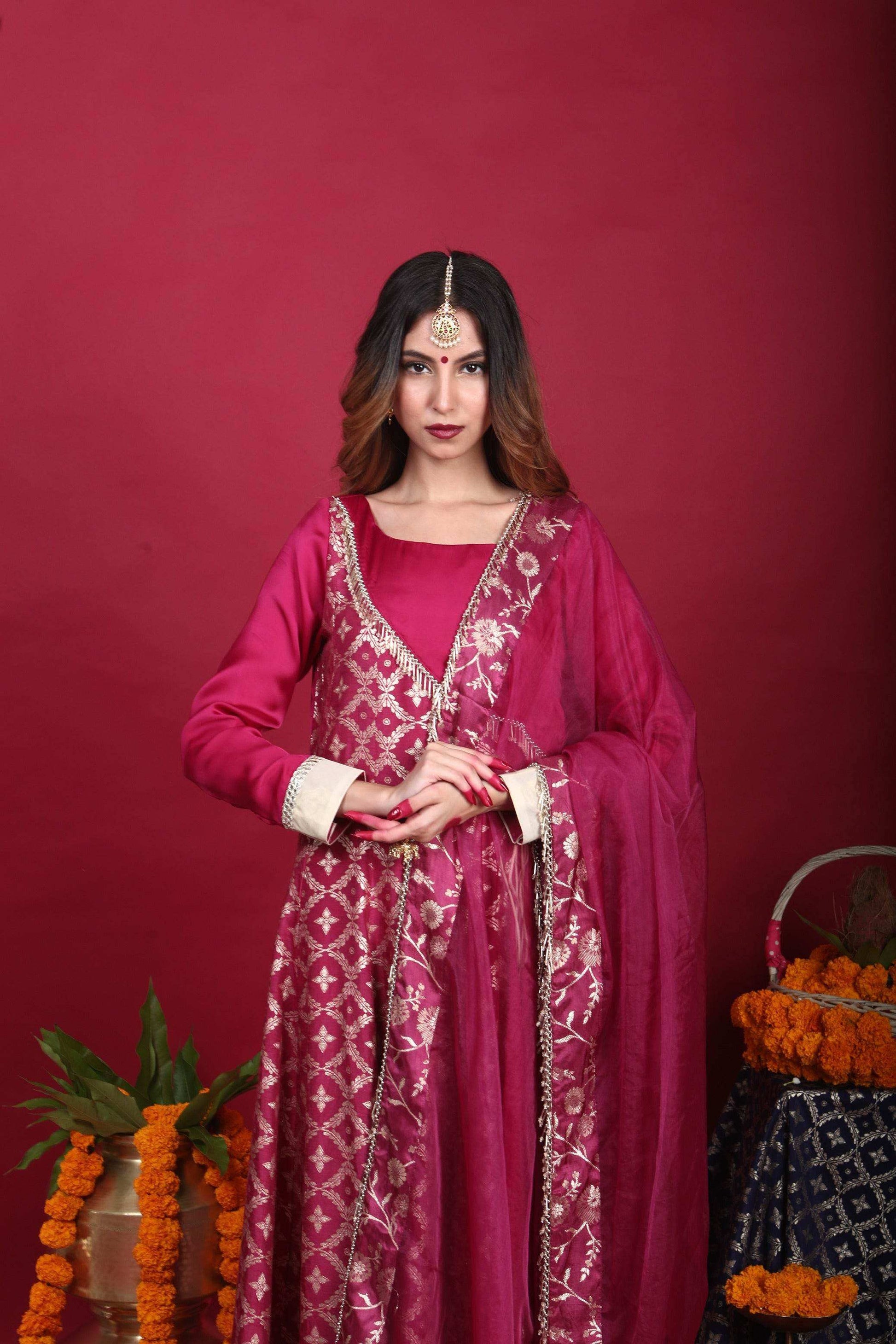 Satya-Angrakha Set-Plum Purple - Monk & Mei