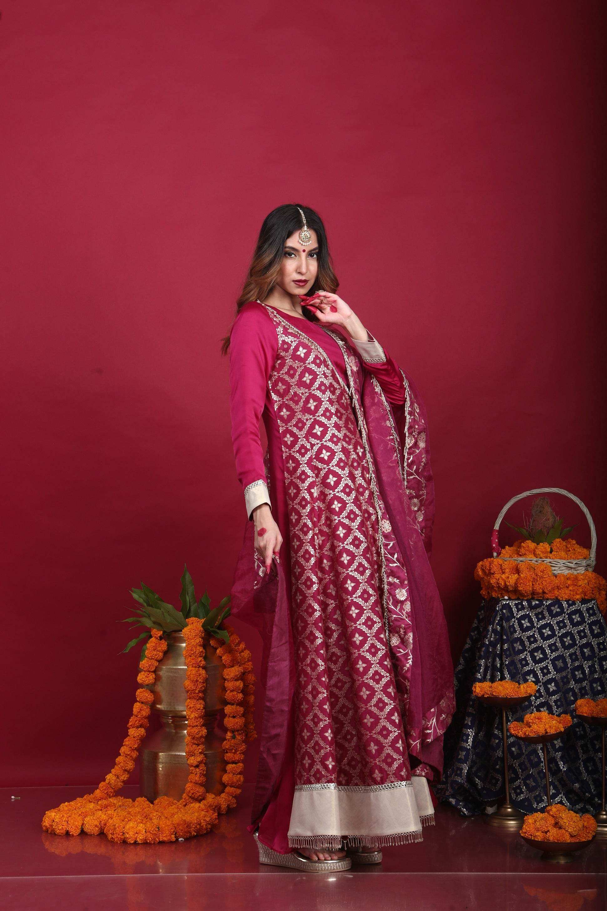 Satya-Angrakha Set-Plum Purple - Monk & Mei