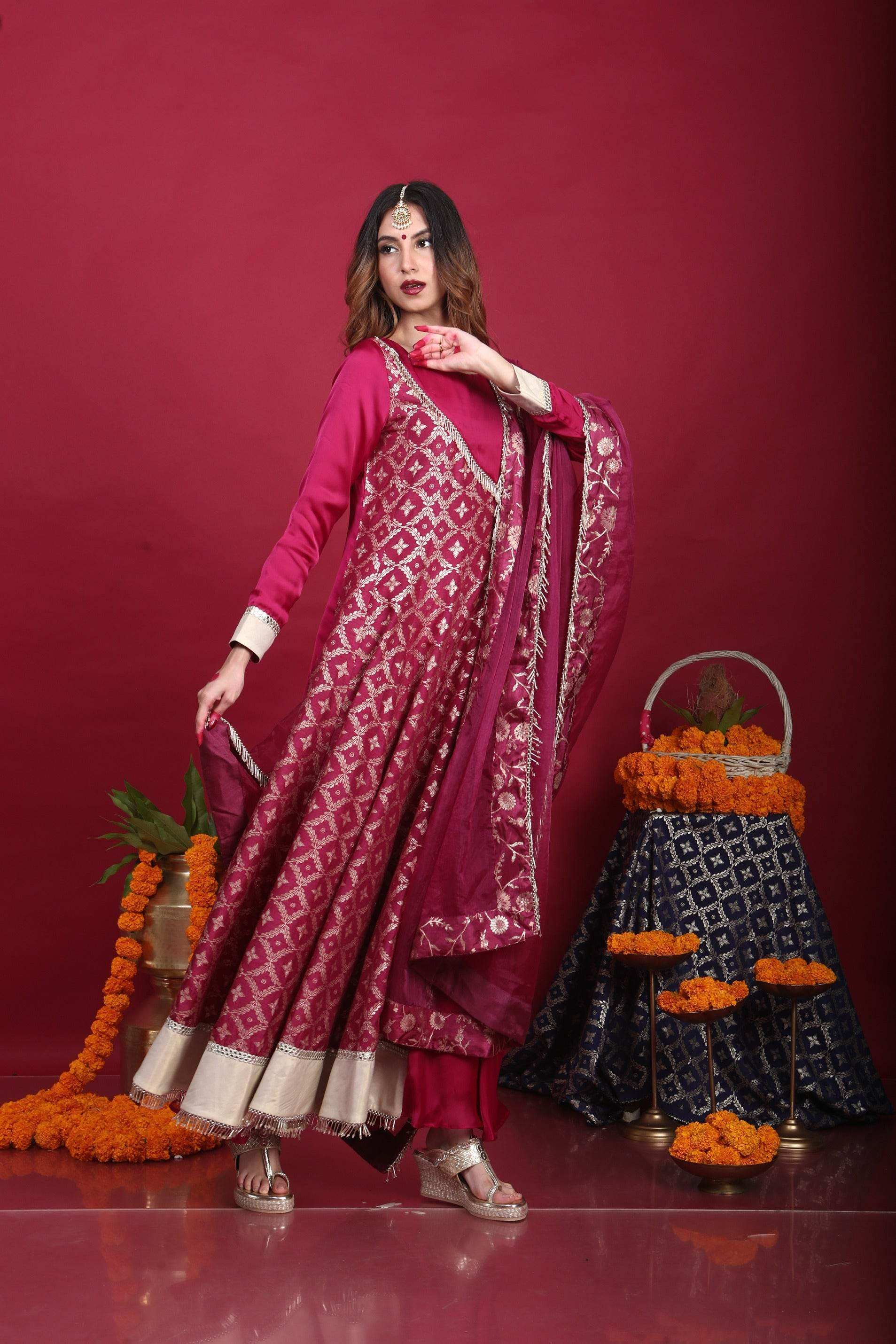 Satya-Angrakha Set-Plum Purple - Monk & Mei