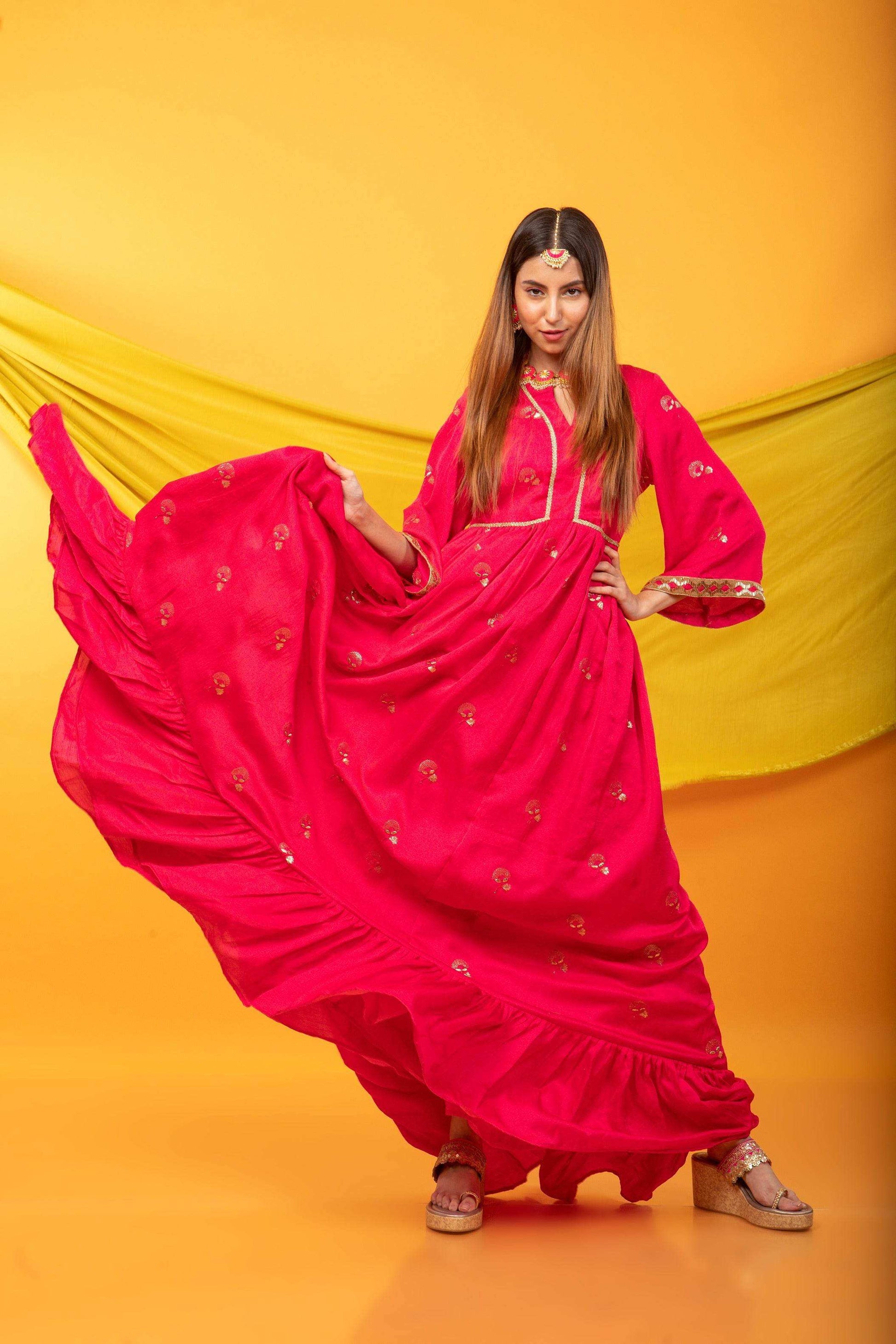 Zunera Kurta-Fuchsia Pink - Monk & Mei