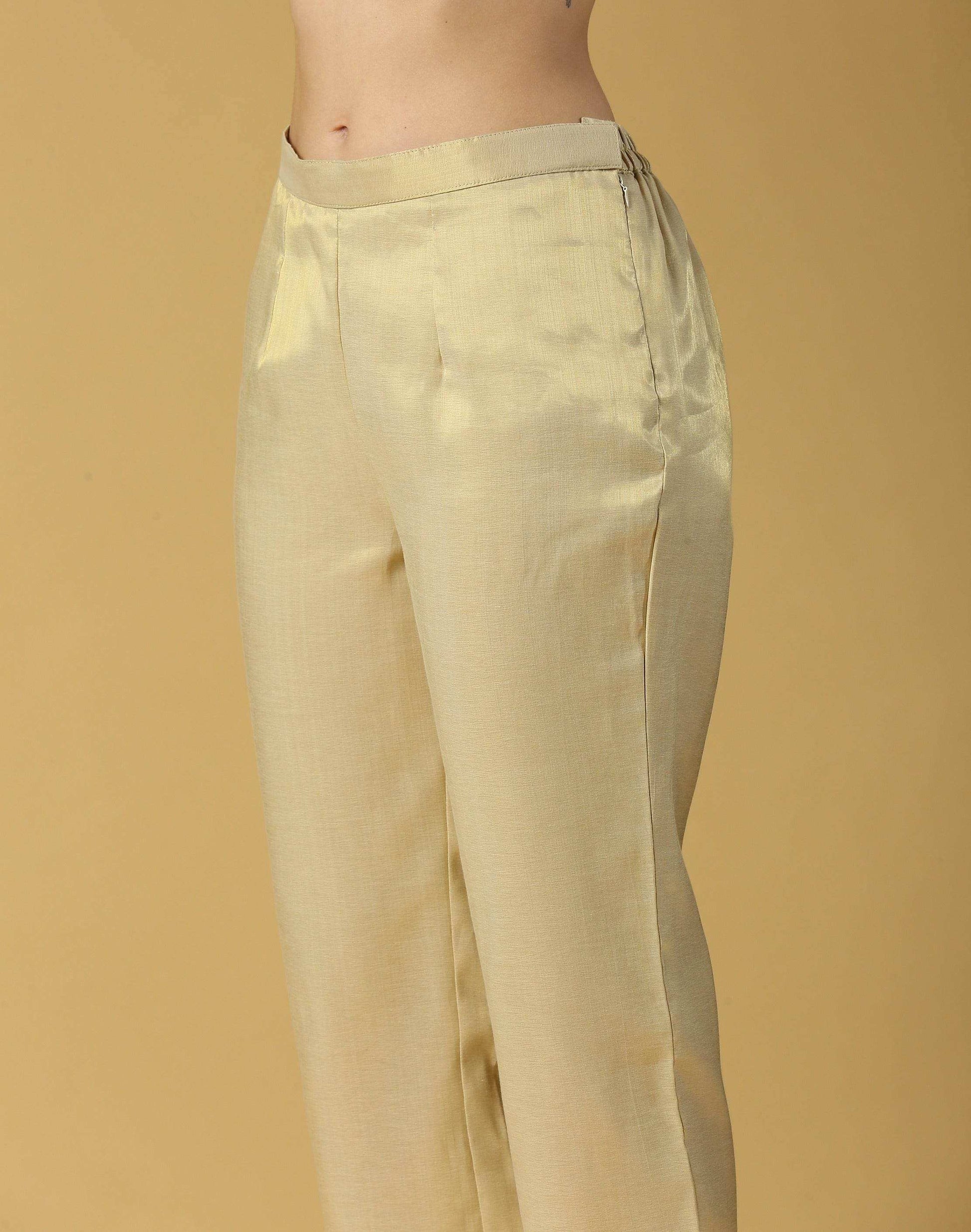 Nusrat Pant Bottoms-Gold - Monk & Mei