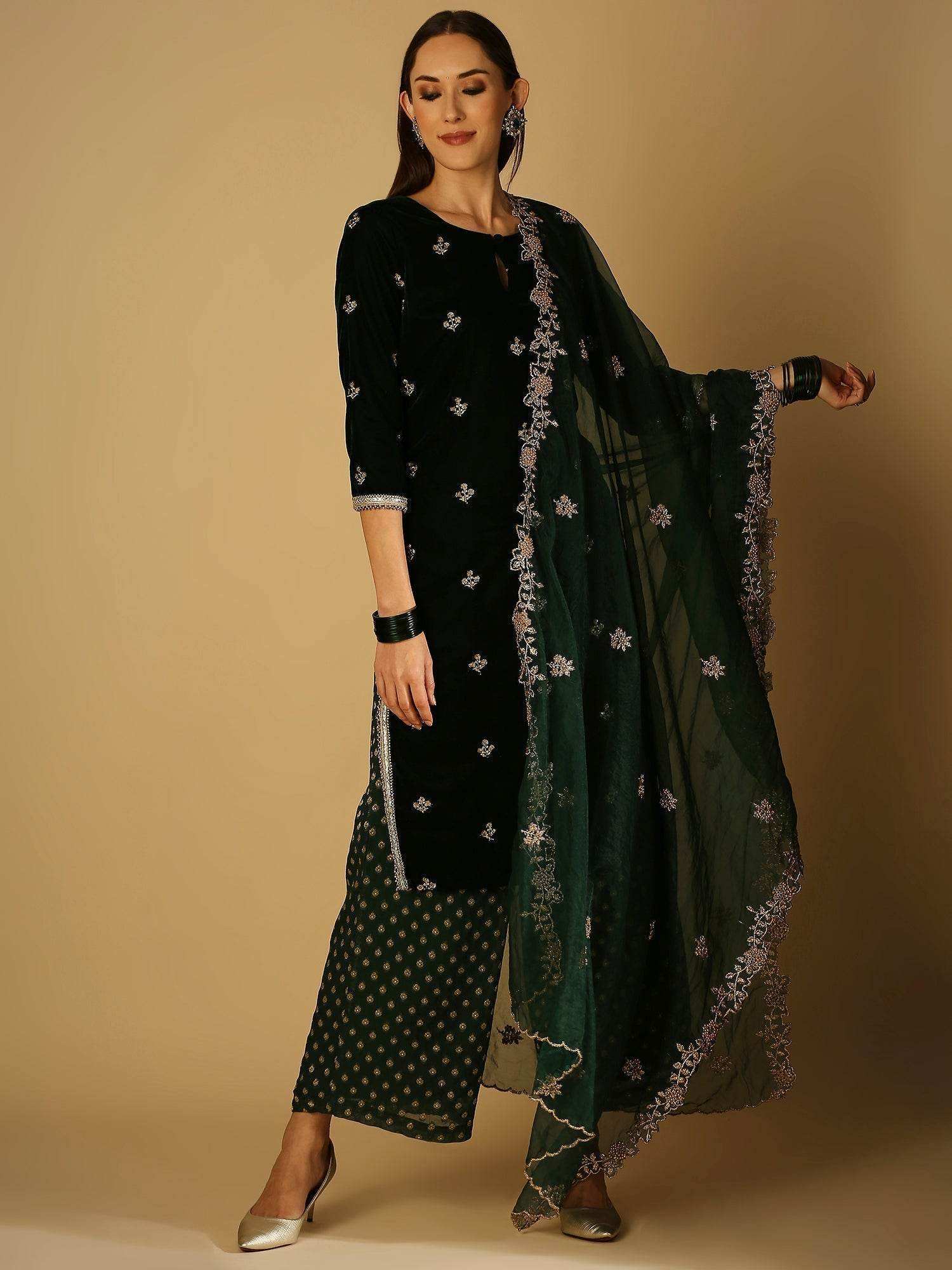 Ruhani-Dupatta - Green - Monk & Mei