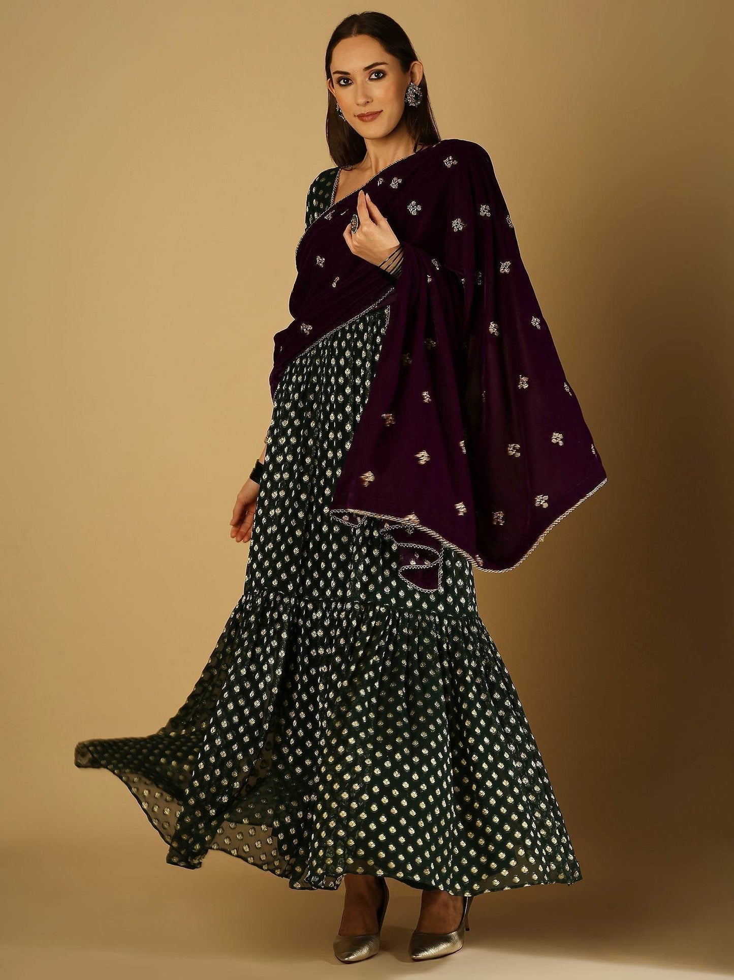Reah-Anarkali Dress - Green - Monk & Mei