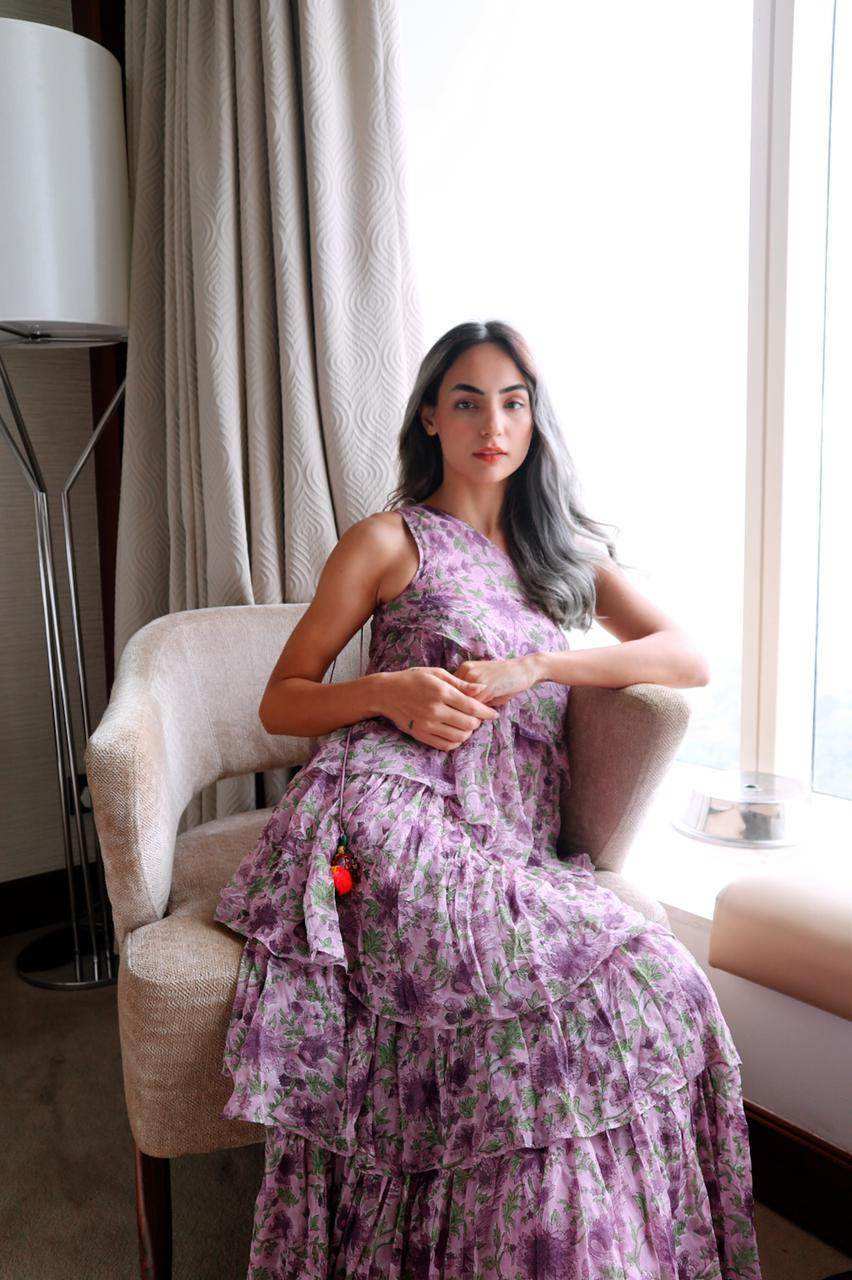 Pari Ruffled Gown - Lavender - Monk & Mei