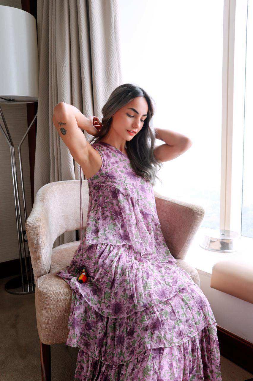 Pari Ruffled Gown - Lavender - Monk & Mei