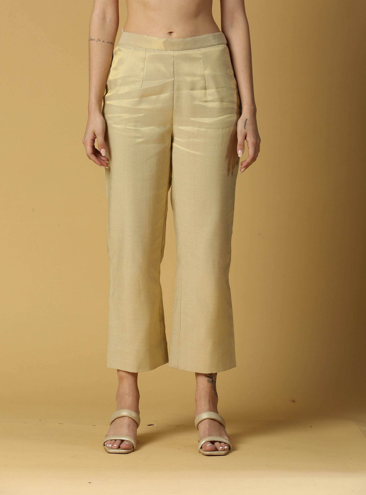 Nusrat Pant Bottoms-Gold - Monk & Mei