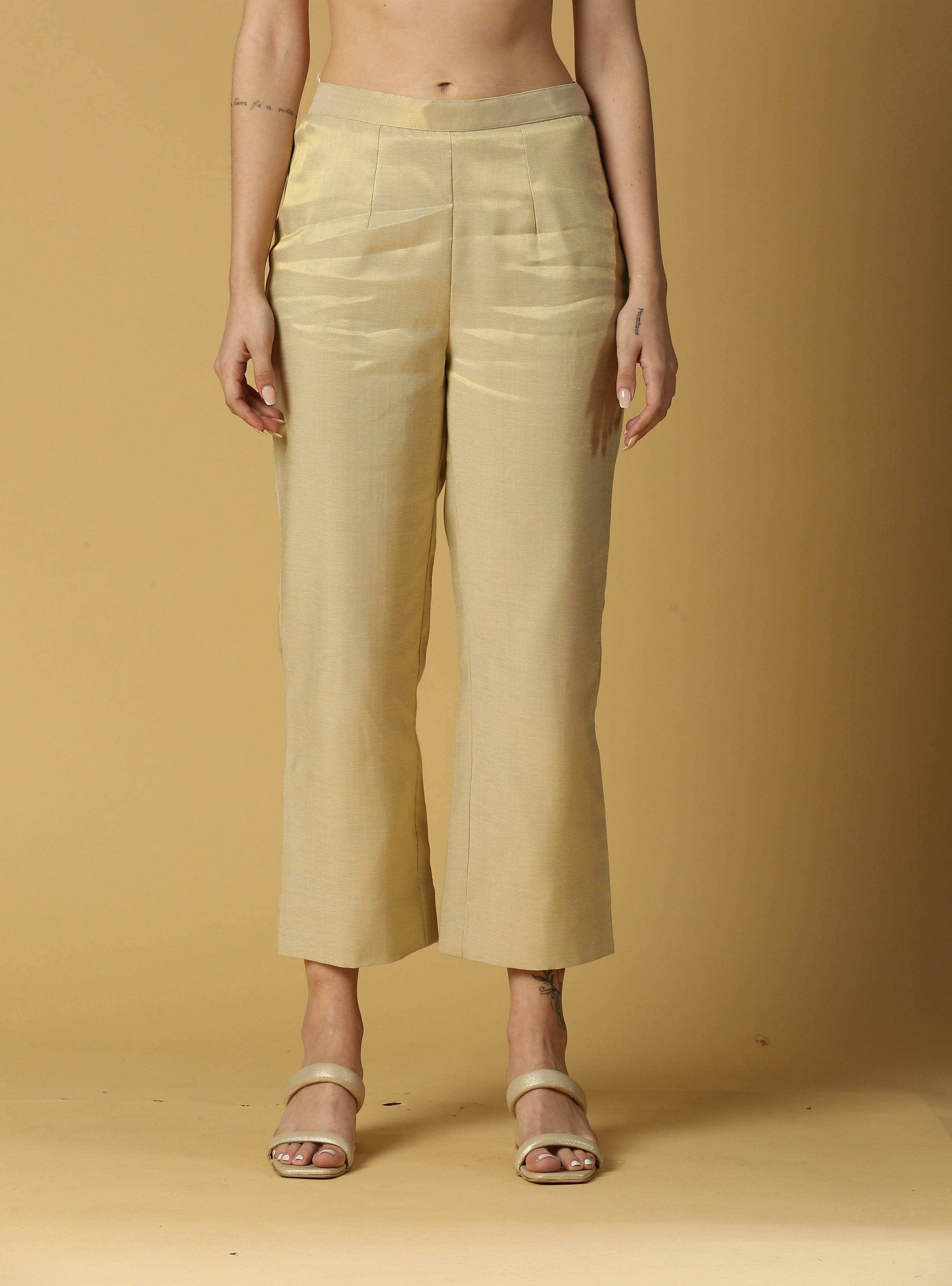 Nusrat Pant Bottoms-Gold - Monk & Mei