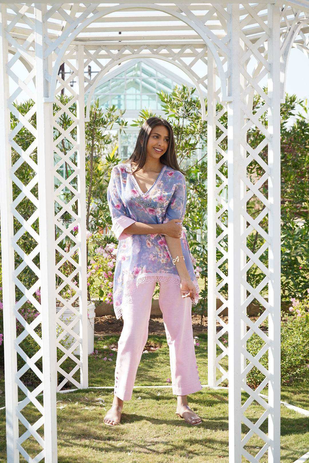 Daphne Kaftan Top - Blue - Monk & Mei