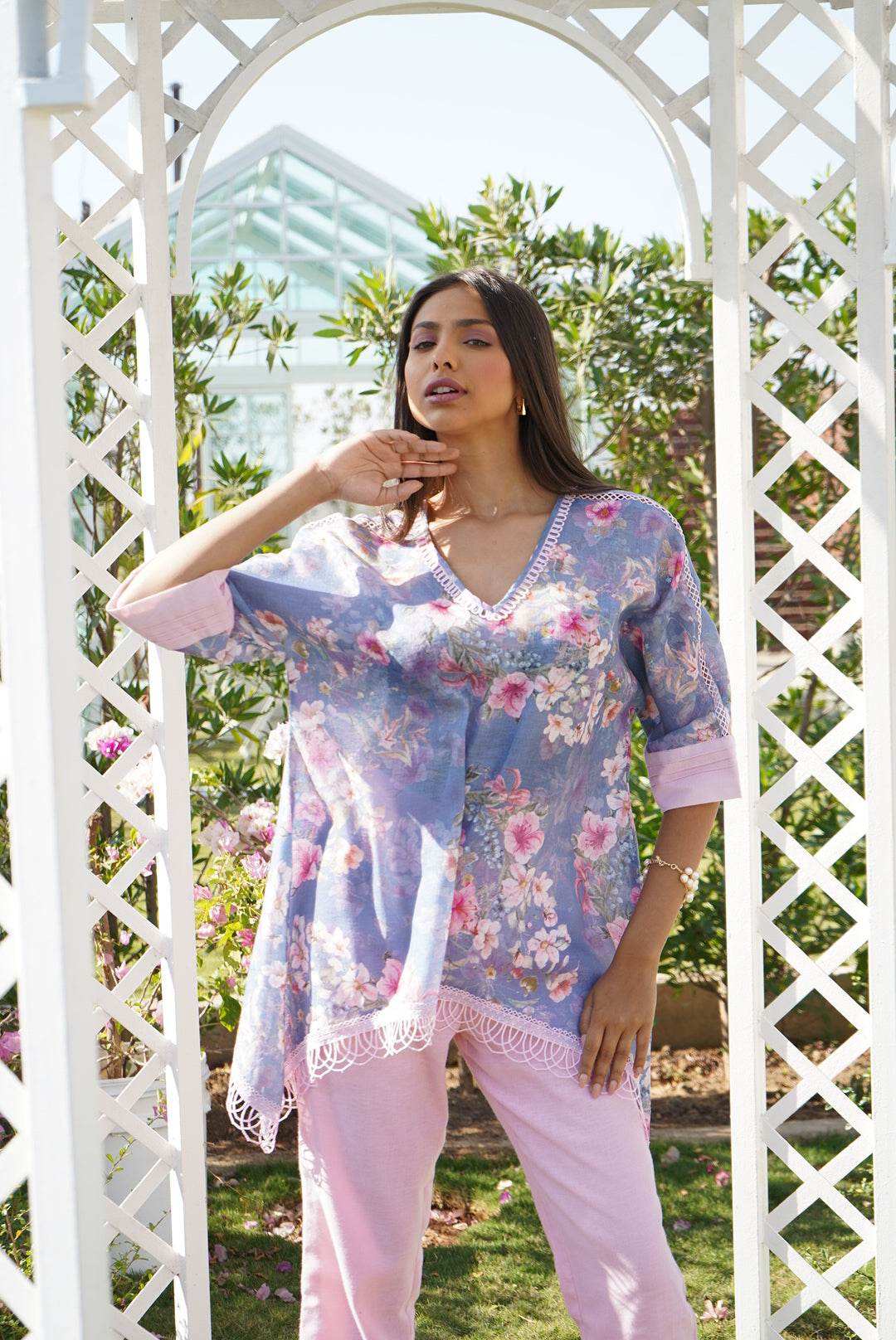 Daphne Kaftan Top - Blue - Monk & Mei