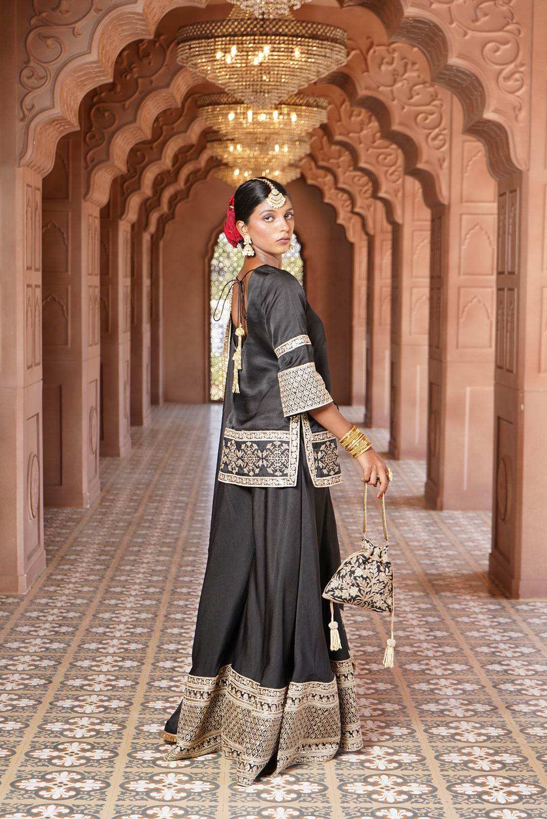 Dua Lahori Kurta with Silk sharara & Dupatta - Monk & Mei