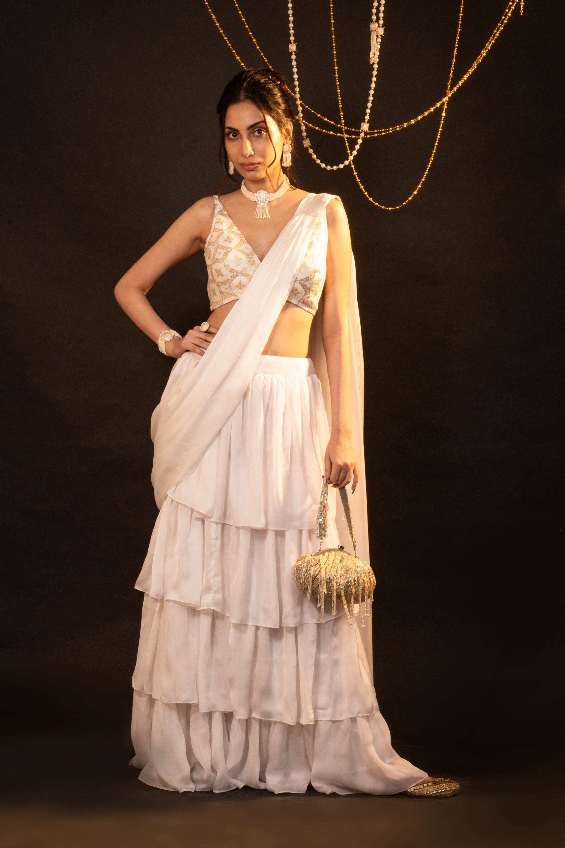 Mira Ruffle Saree Set - Monk & Mei