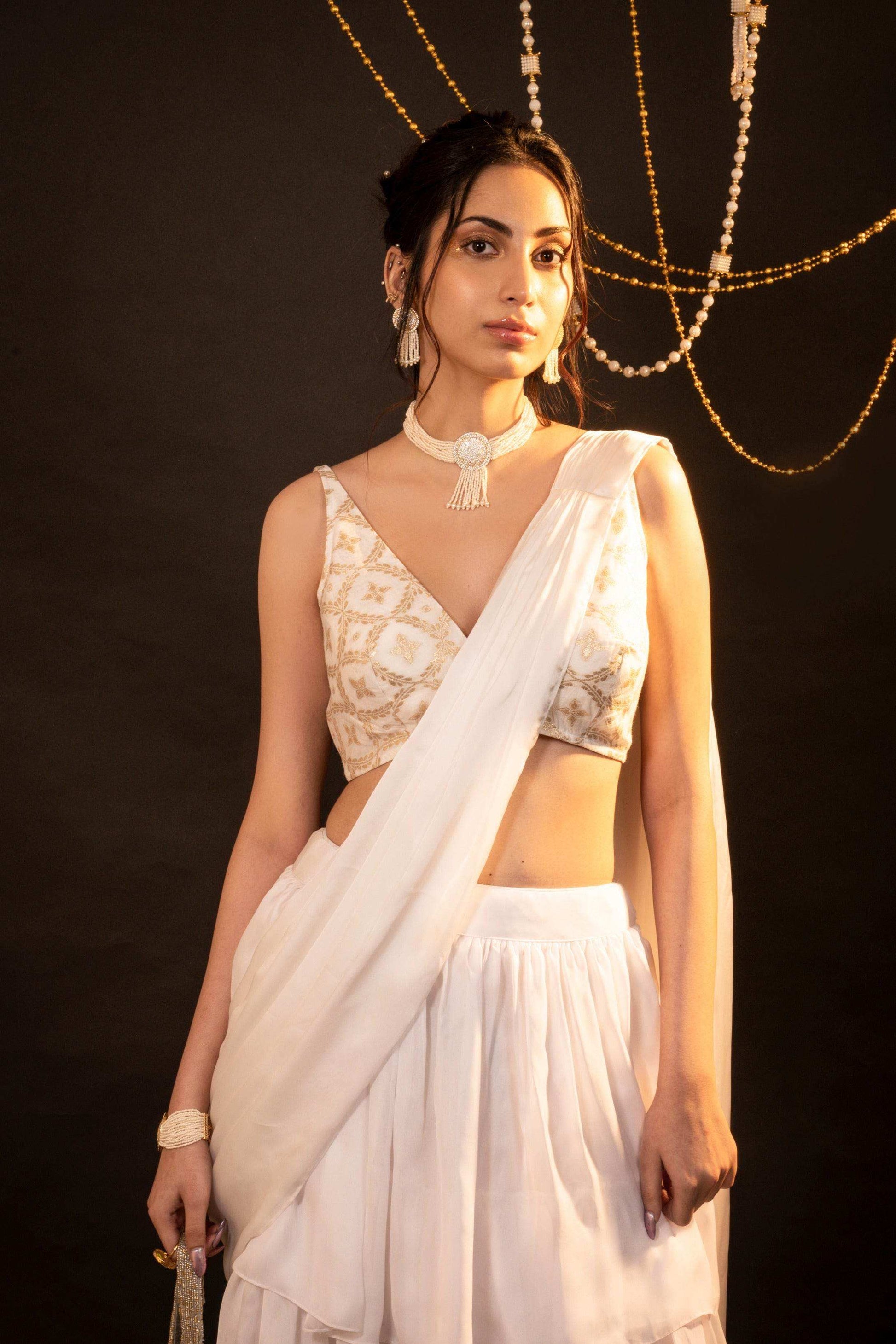 Mira Ruffle Saree Set - Monk & Mei