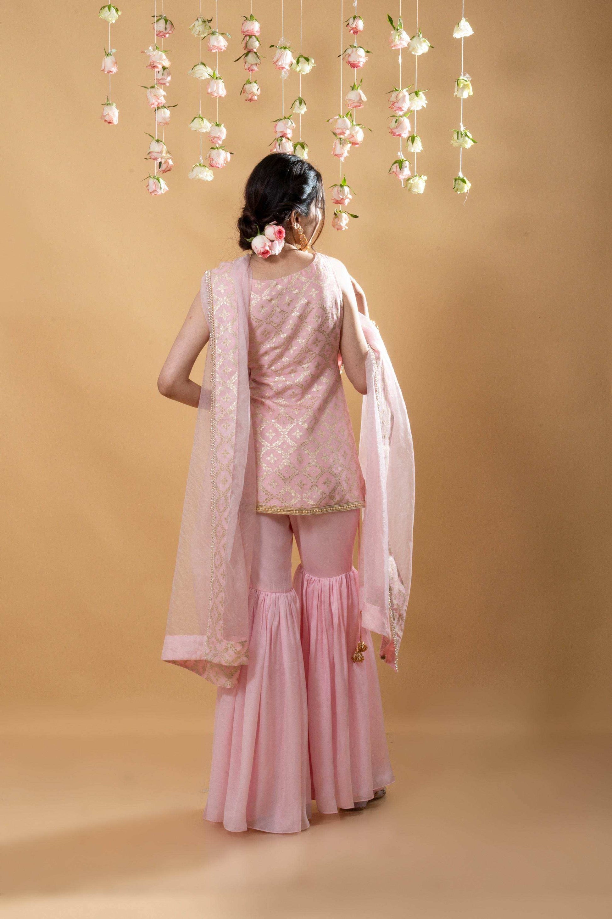 Heera - Kurta, Sharara & Dupatta Powder Pink - Monk & Mei