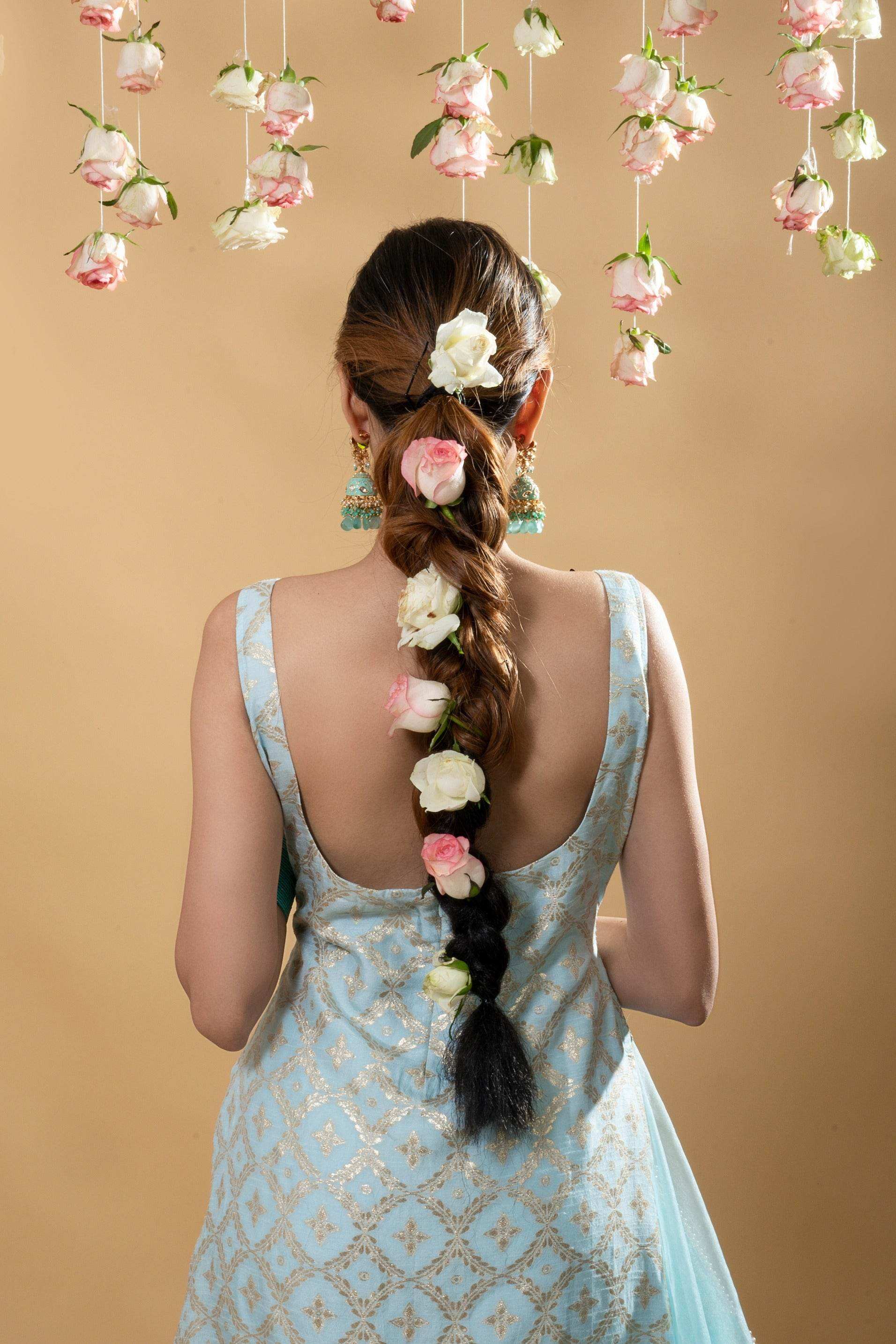 Kala-Sleeveless Kurta Set- Powder Blue - Monk & Mei