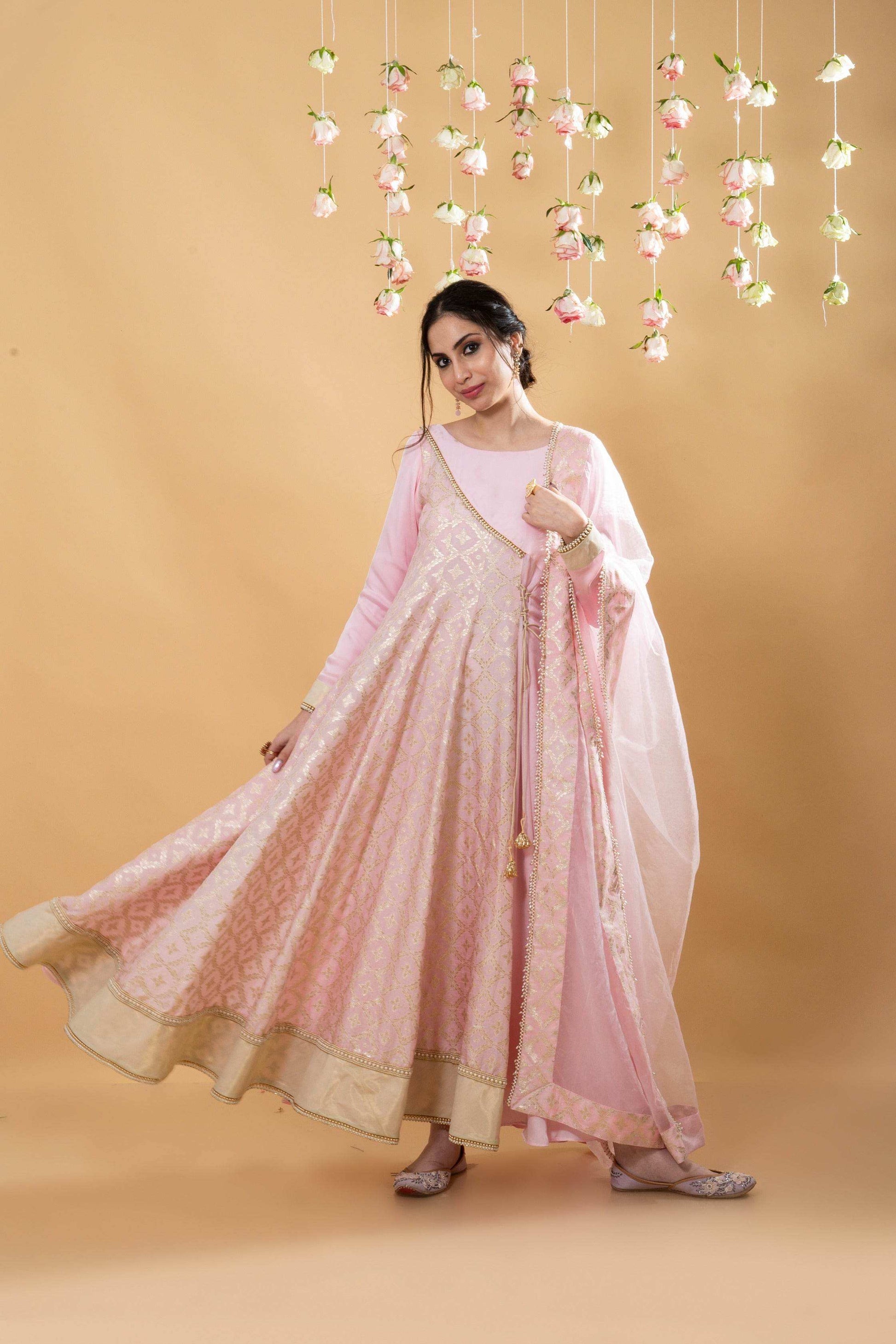 Satya - Angrakha Set - Blush Pink - Monk & Mei