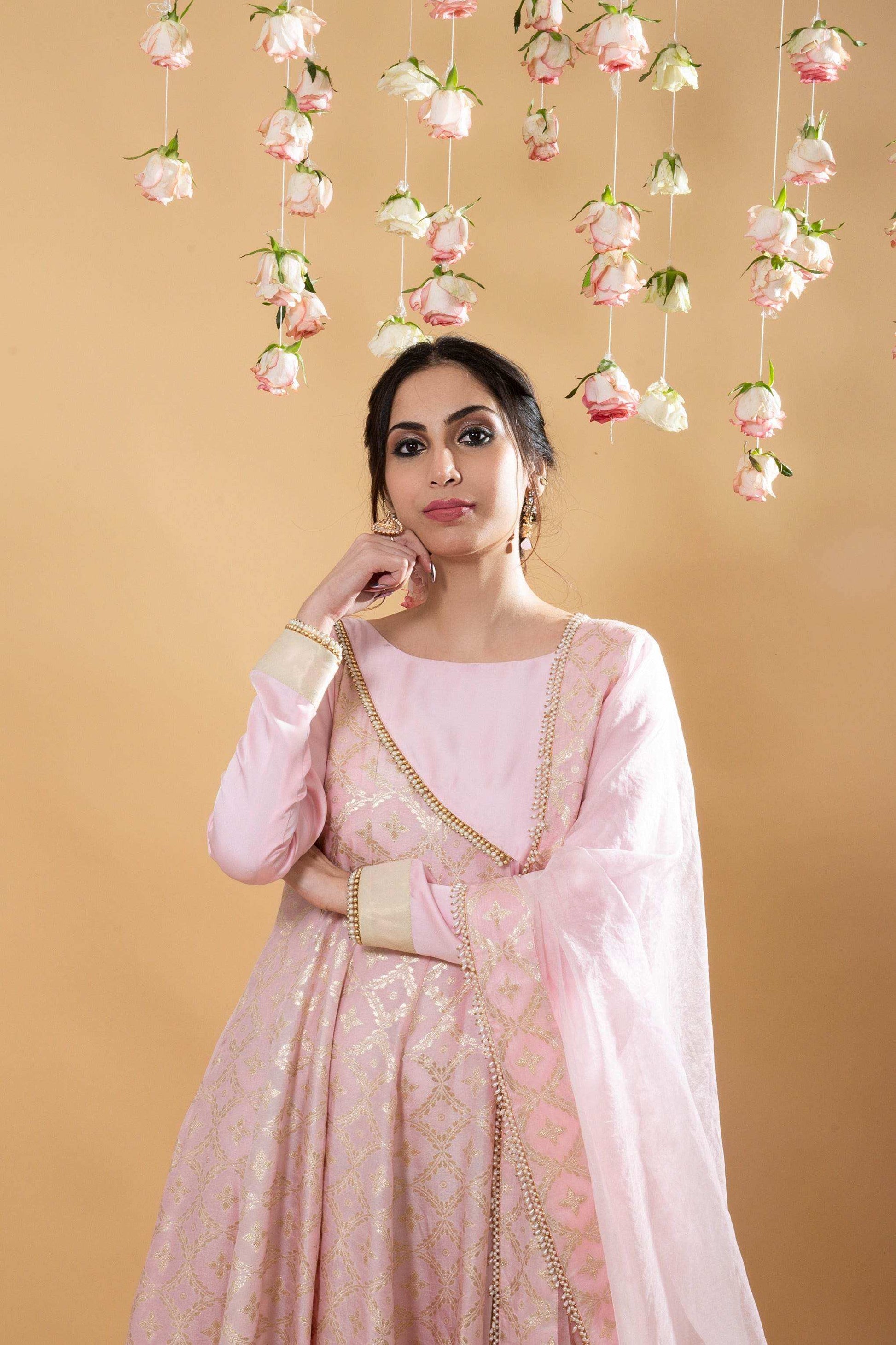 Satya - Angrakha Set - Blush Pink - Monk & Mei