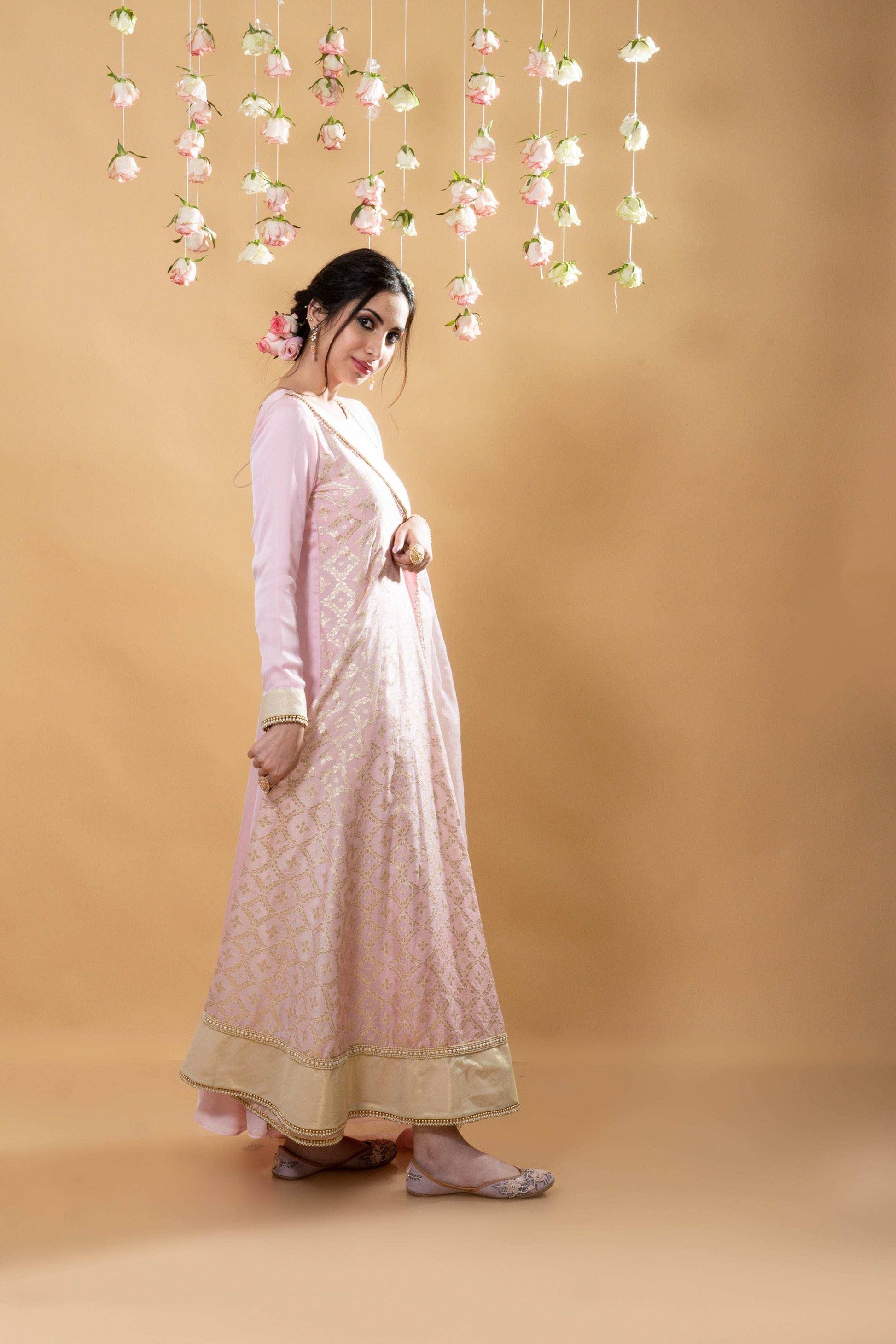 Satya - Angrakha Set - Blush Pink - Monk & Mei