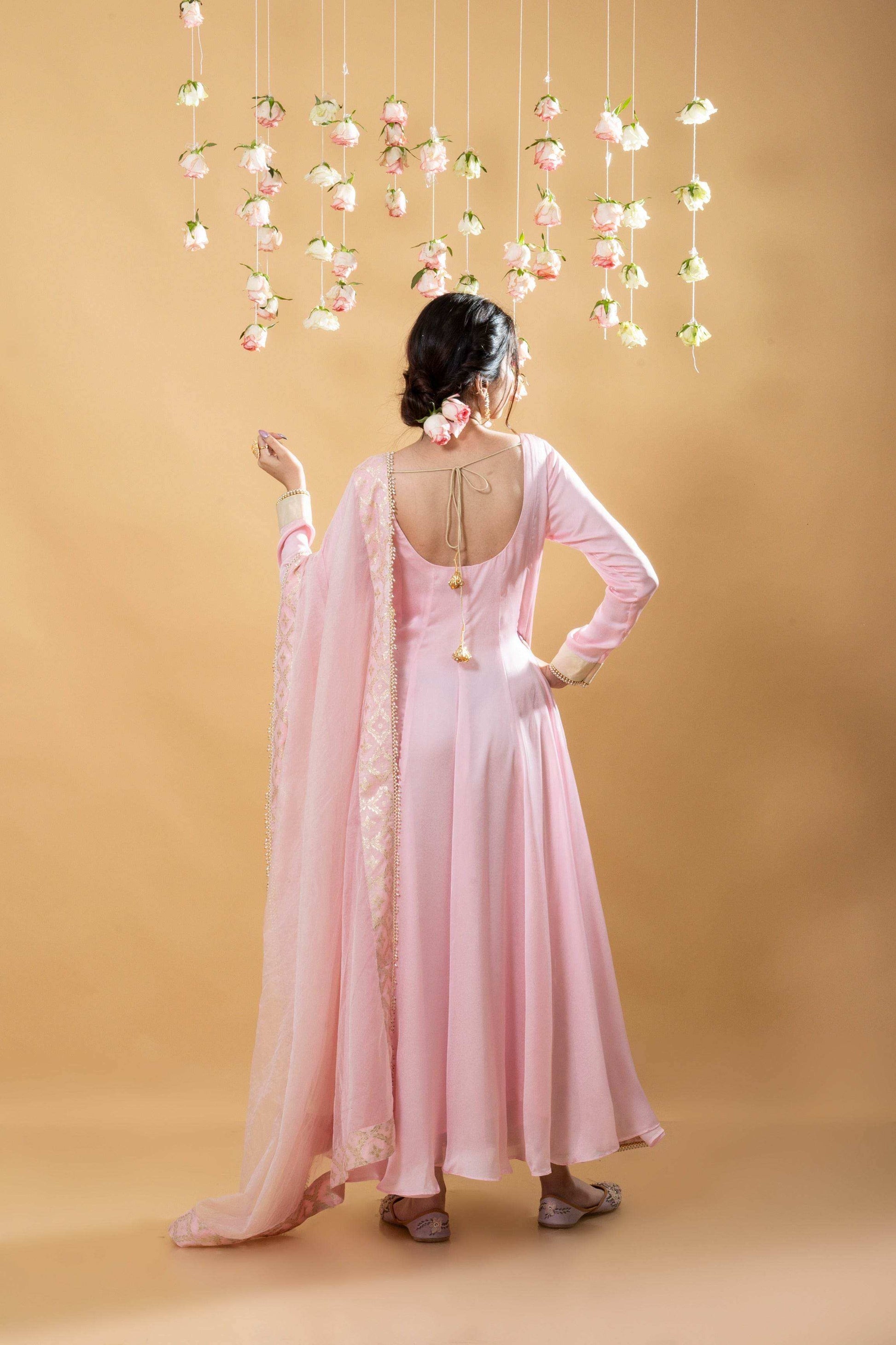 Satya - Angrakha Set - Blush Pink - Monk & Mei