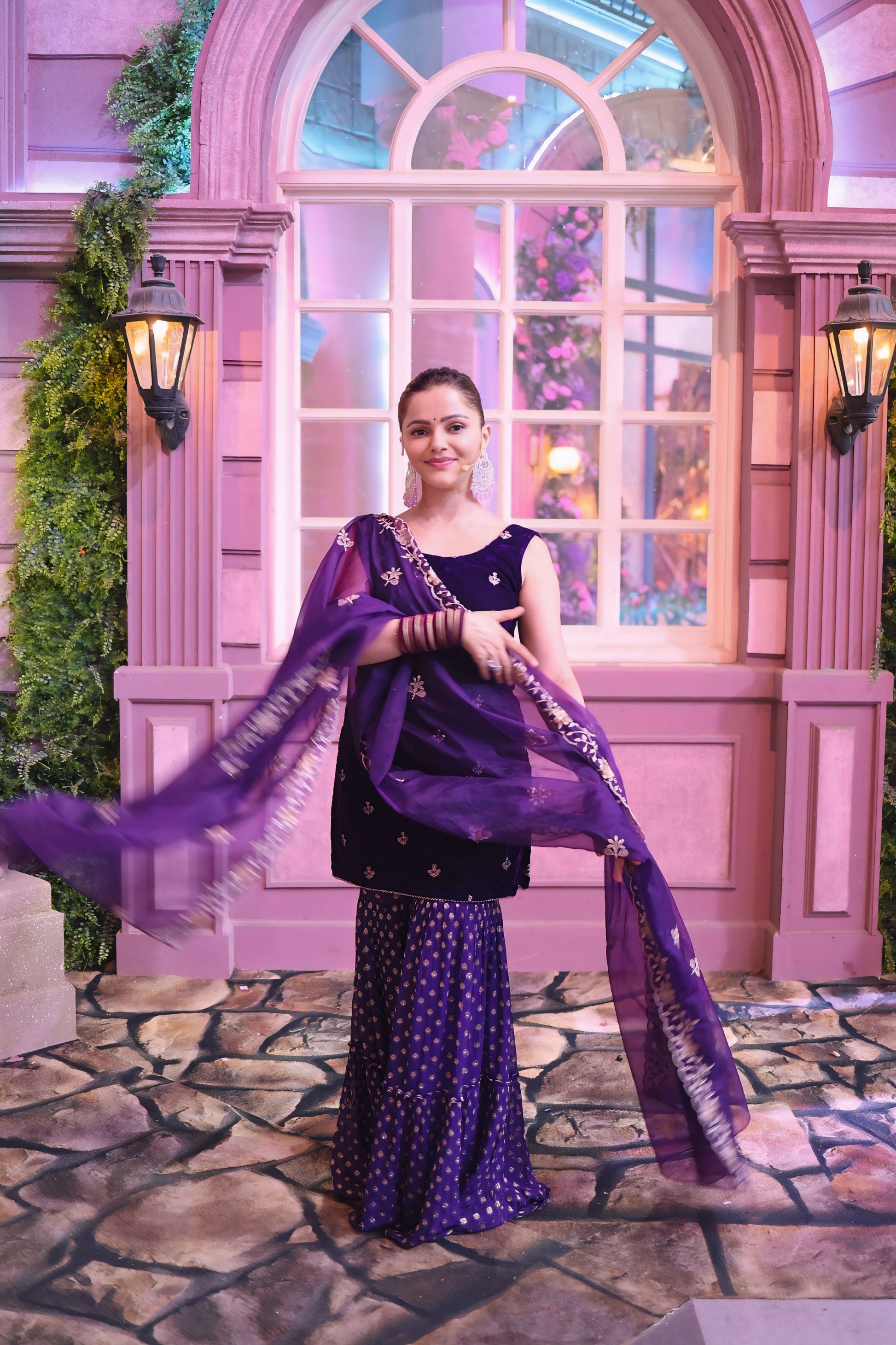 Cyra-Short kurta & sharara with dupatta - Purple