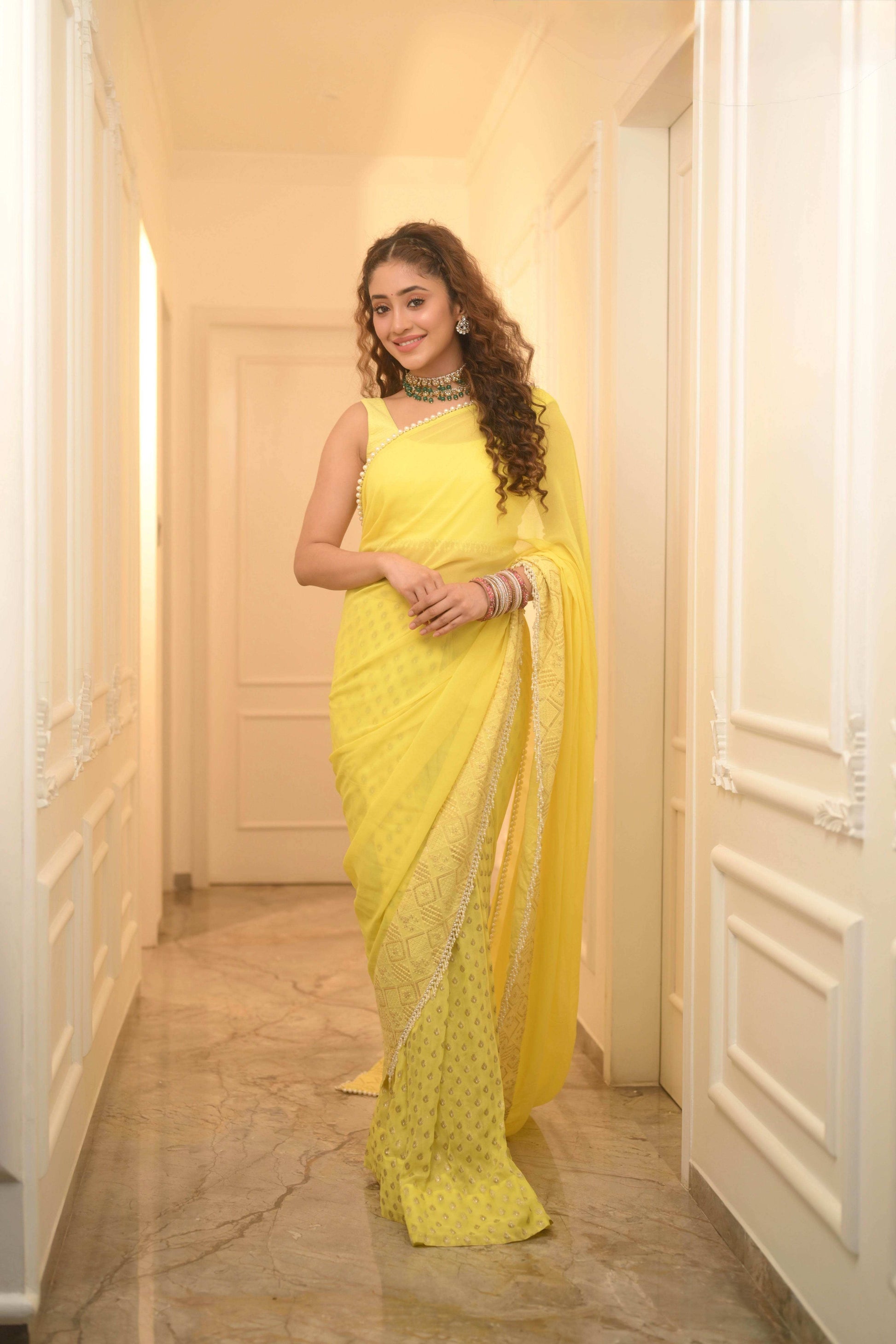 SCARLETT - Saree Set -Sunshine Yellow - Monk & Mei