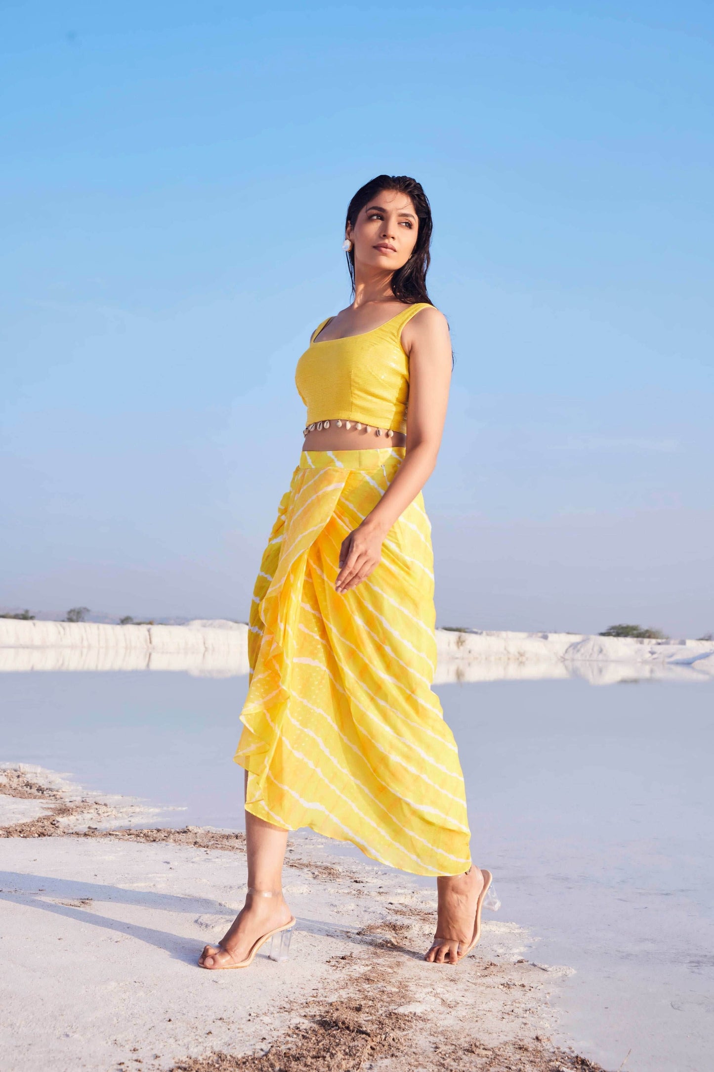 GLORIA DHOTI SKIRT - Yellow - Monk & Mei