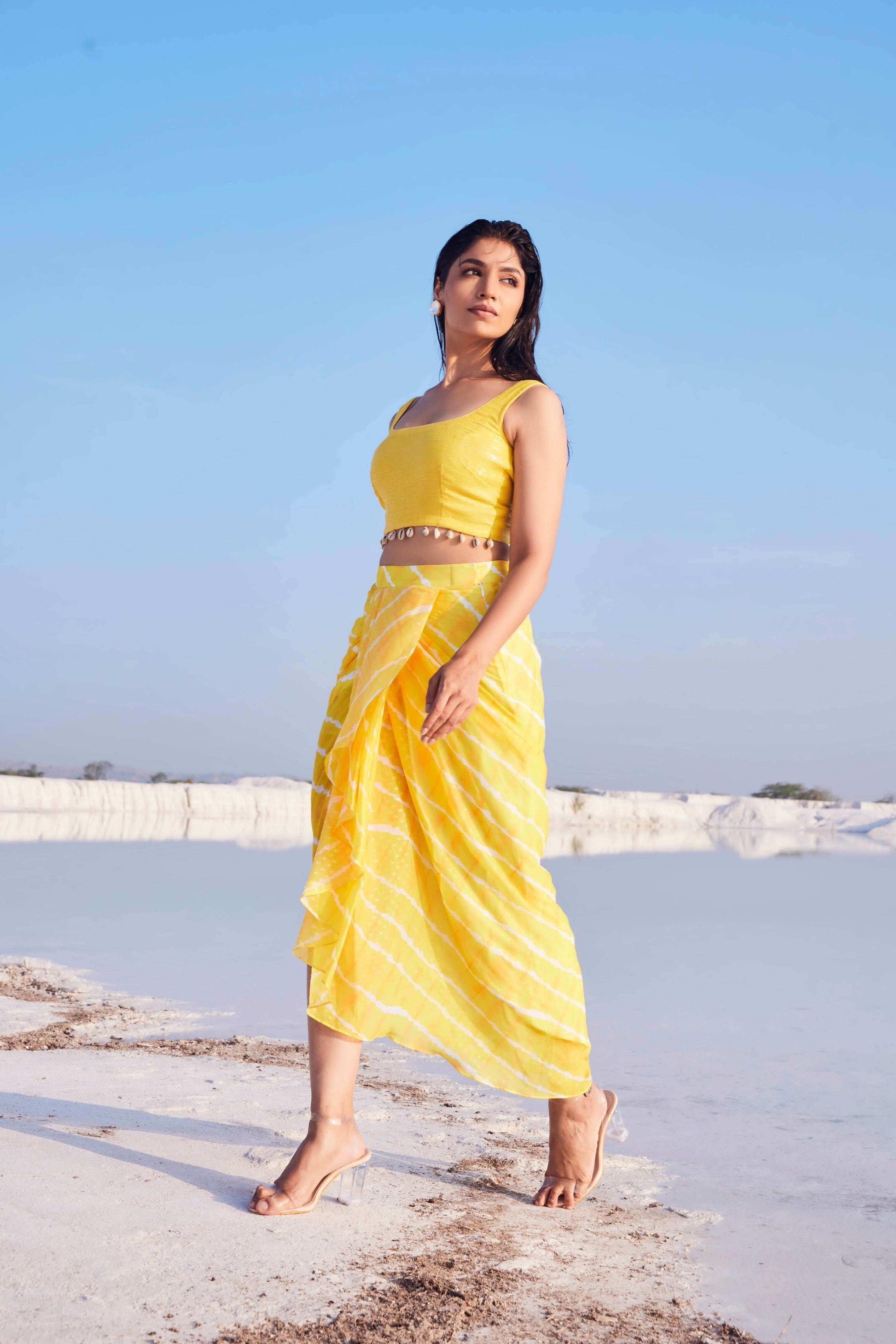 GLORIA DHOTI SKIRT - Yellow - Monk & Mei