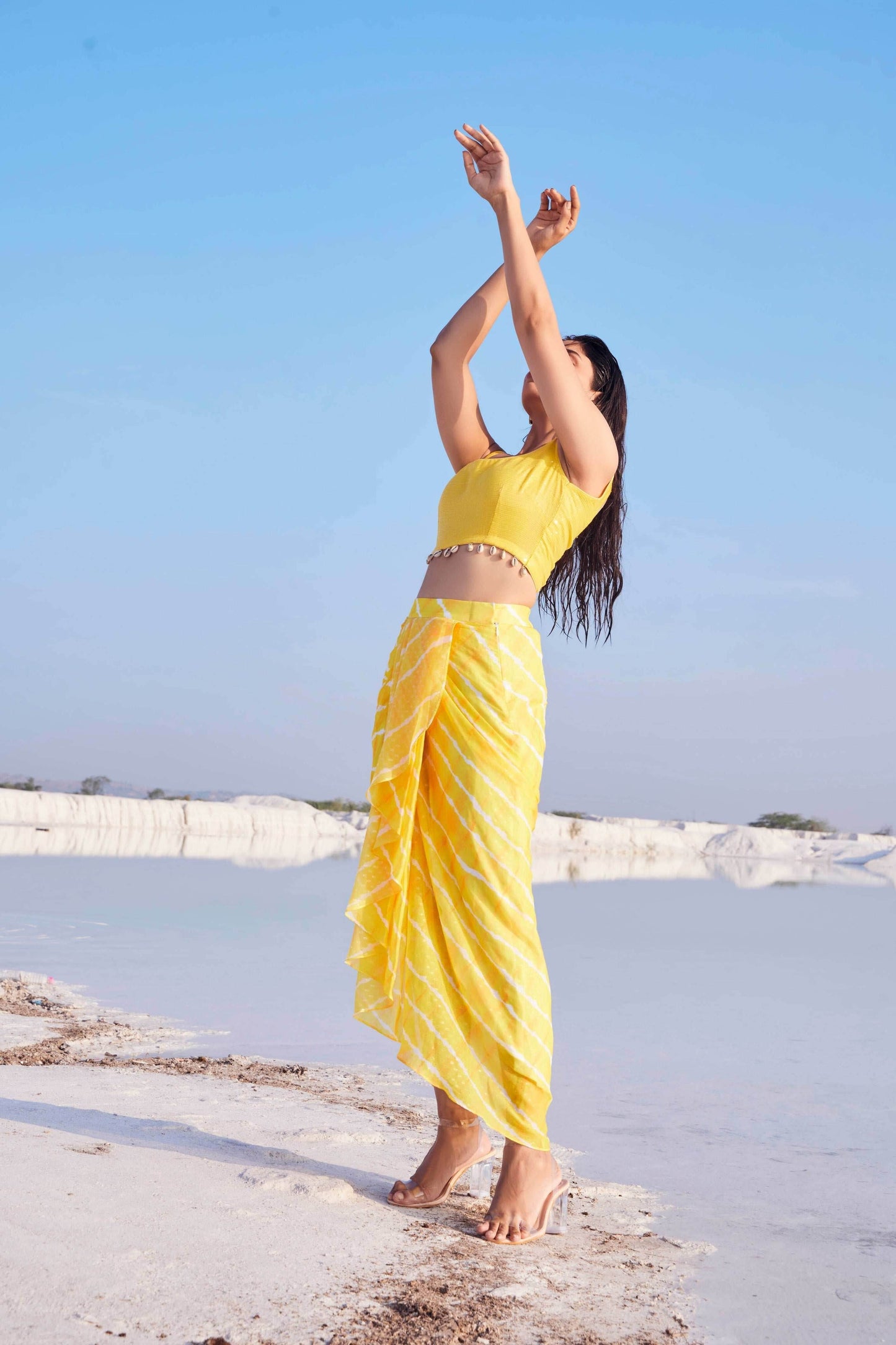GLORIA DHOTI SKIRT - Yellow - Monk & Mei