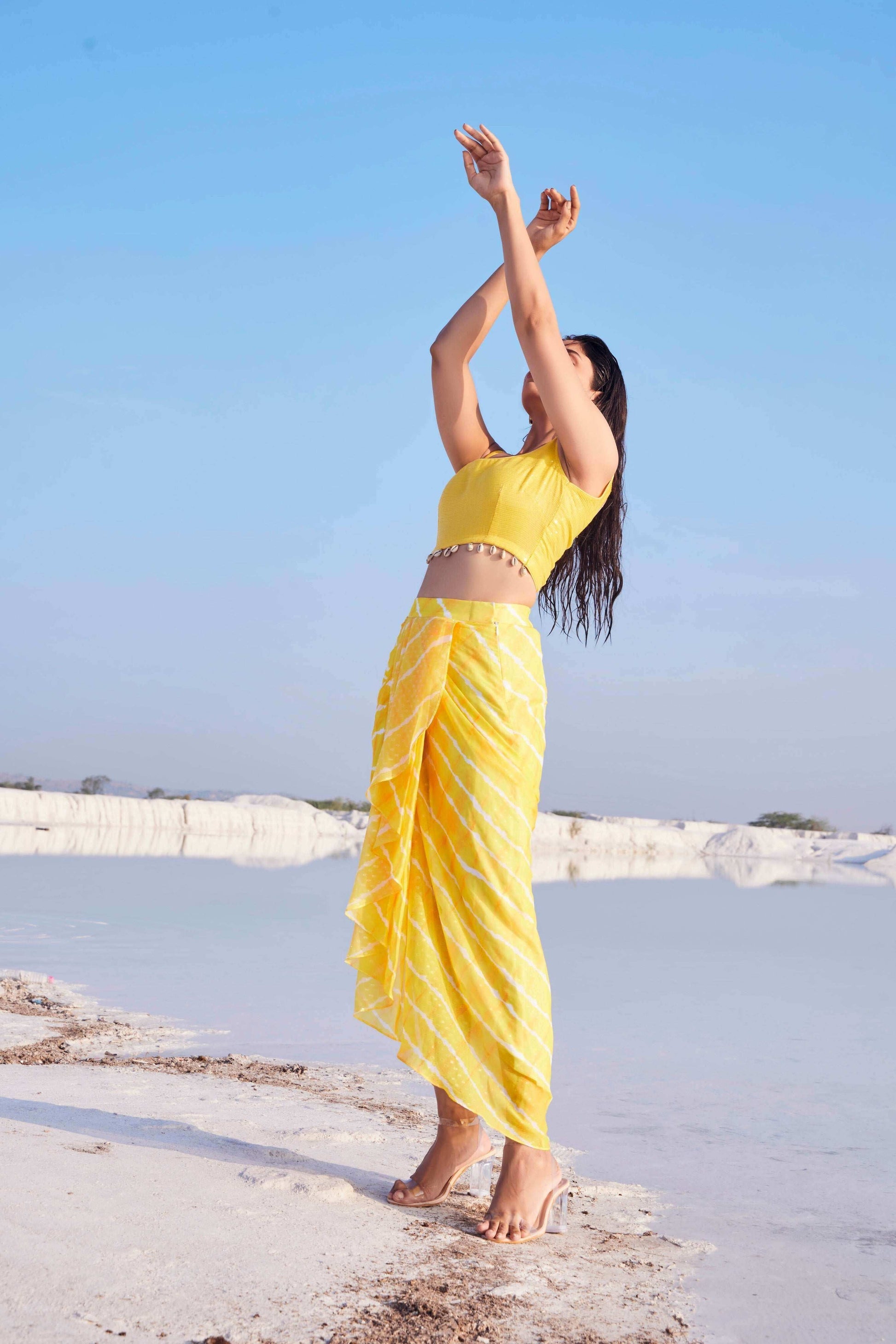 GLORIA DHOTI SKIRT - Yellow - Monk & Mei