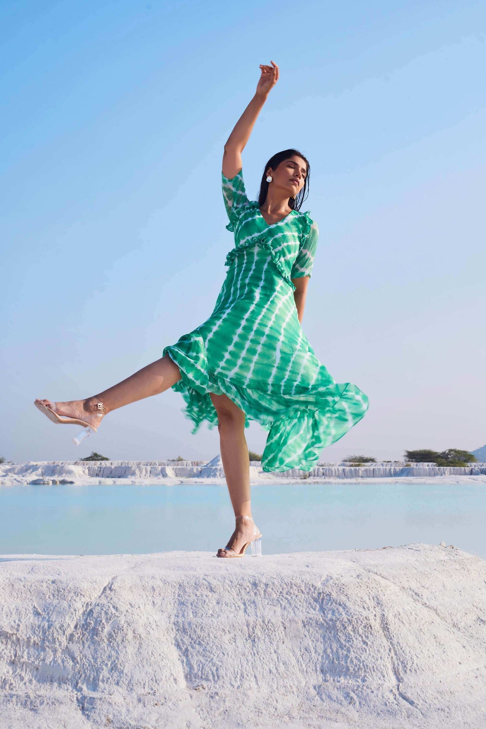 MIDAS Dress - Green - Monk & Mei