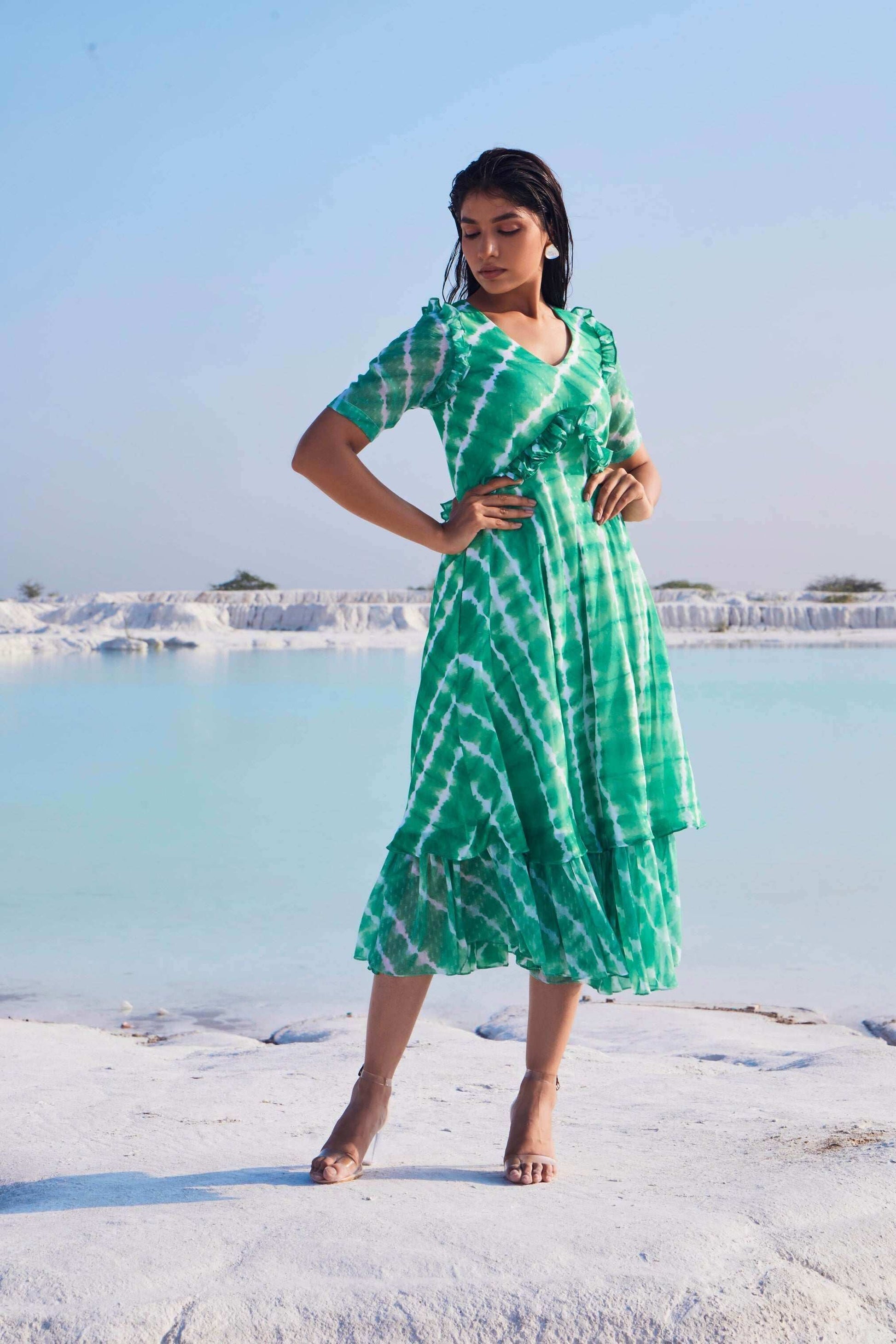 MIDAS Dress - Green - Monk & Mei