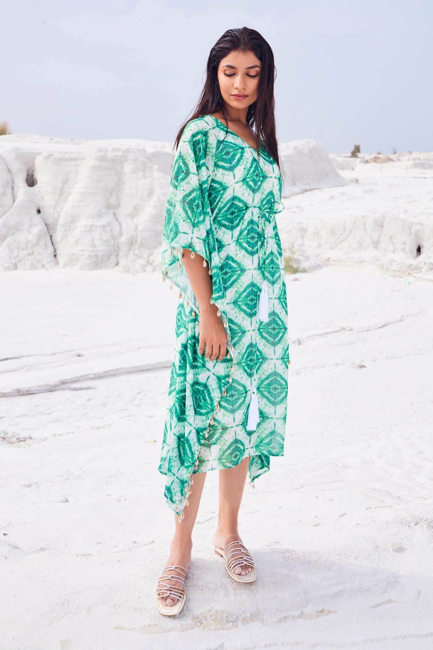 EVE KAFTAN WITH SLIP - Green - Monk & Mei
