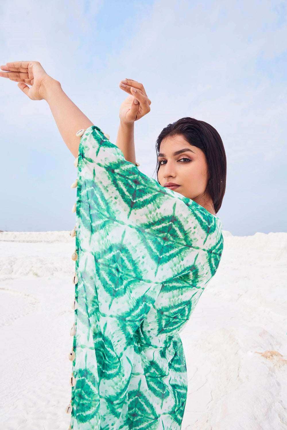 EVE KAFTAN WITH SLIP - Green - Monk & Mei