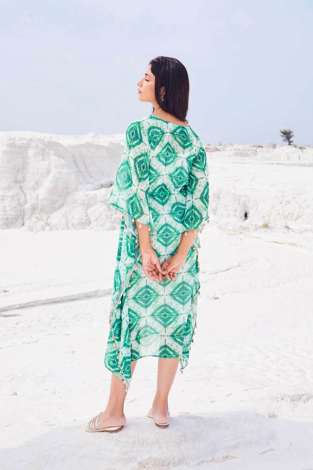 EVE KAFTAN WITH SLIP - Green - Monk & Mei