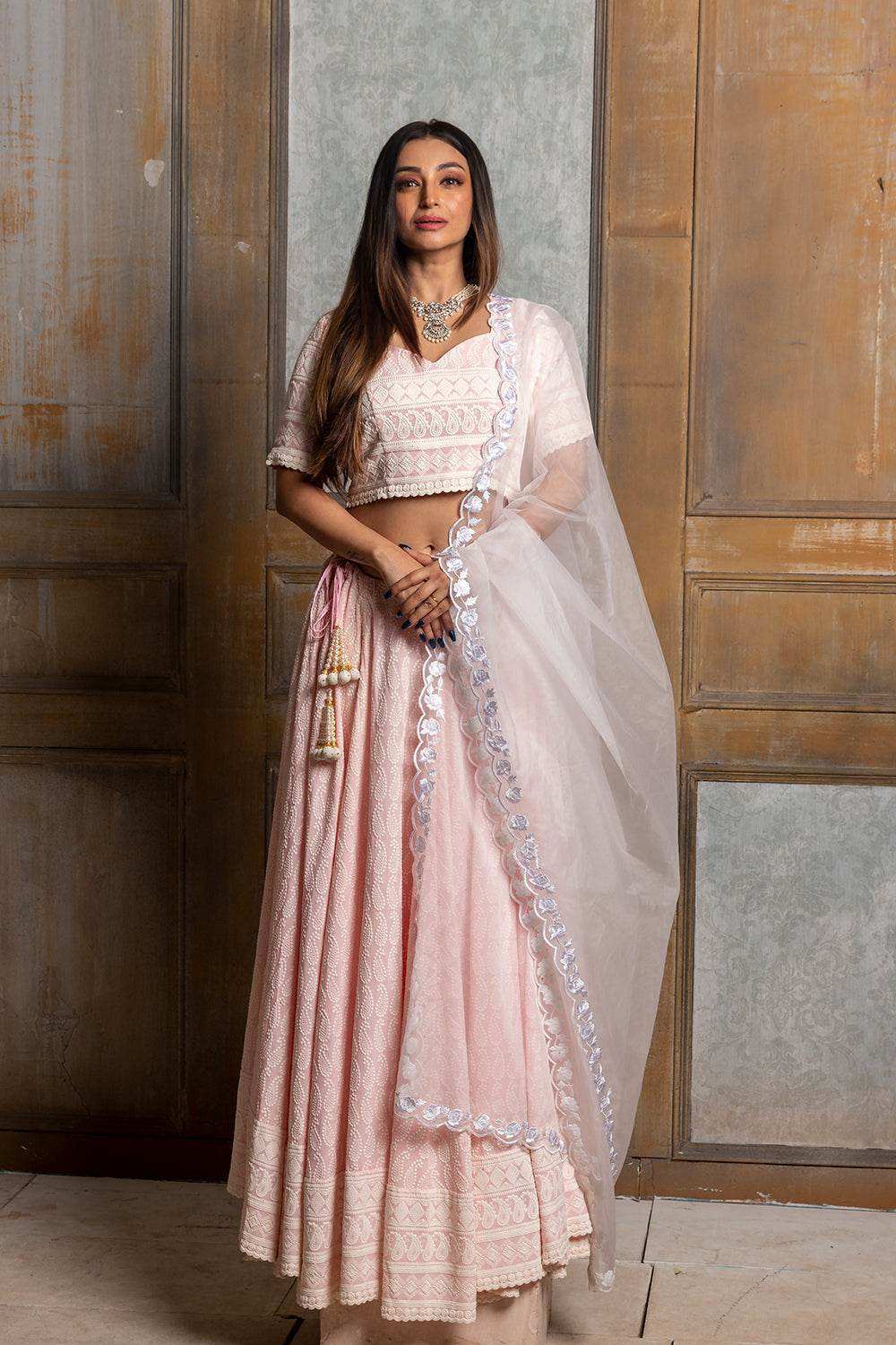 Mallika Embroidered Lehenga Set - Pink - Monk & Mei