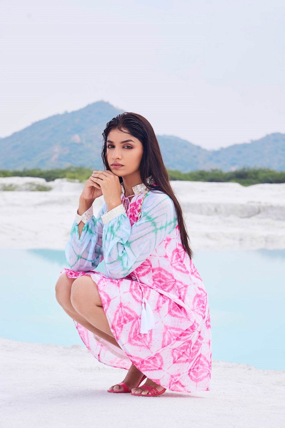 HELENA FLOWY DRESS - Pink - Monk & Mei