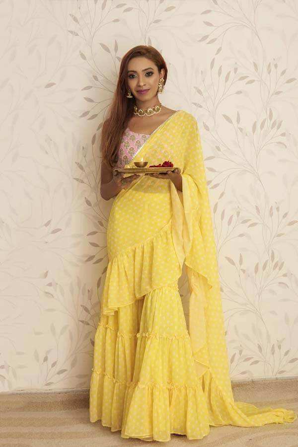 Issh Saree Sharara - Yellow - Monk & Mei