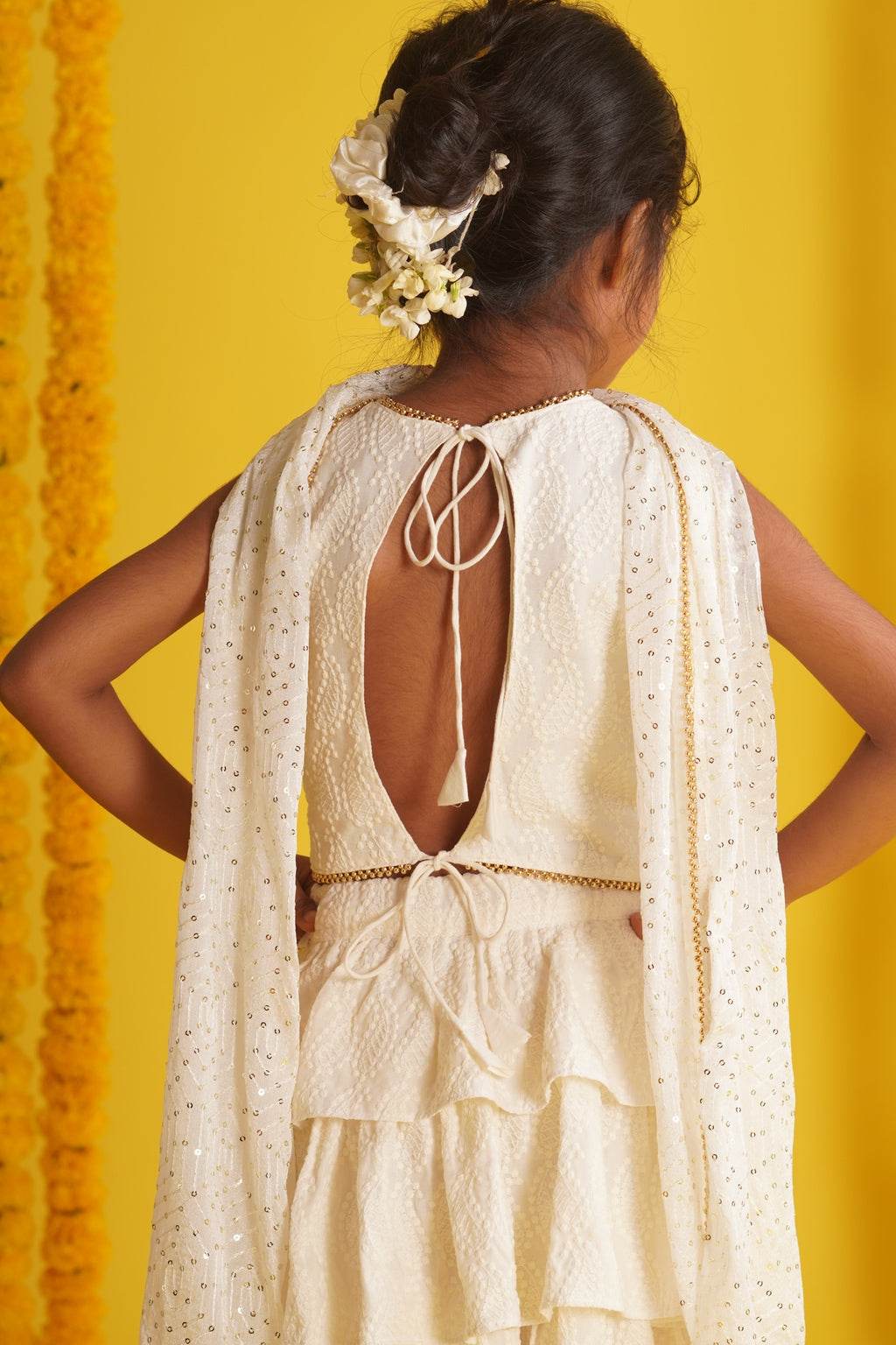 Navya Off White - Lehenga and Dupatta Set - Monk & Mei