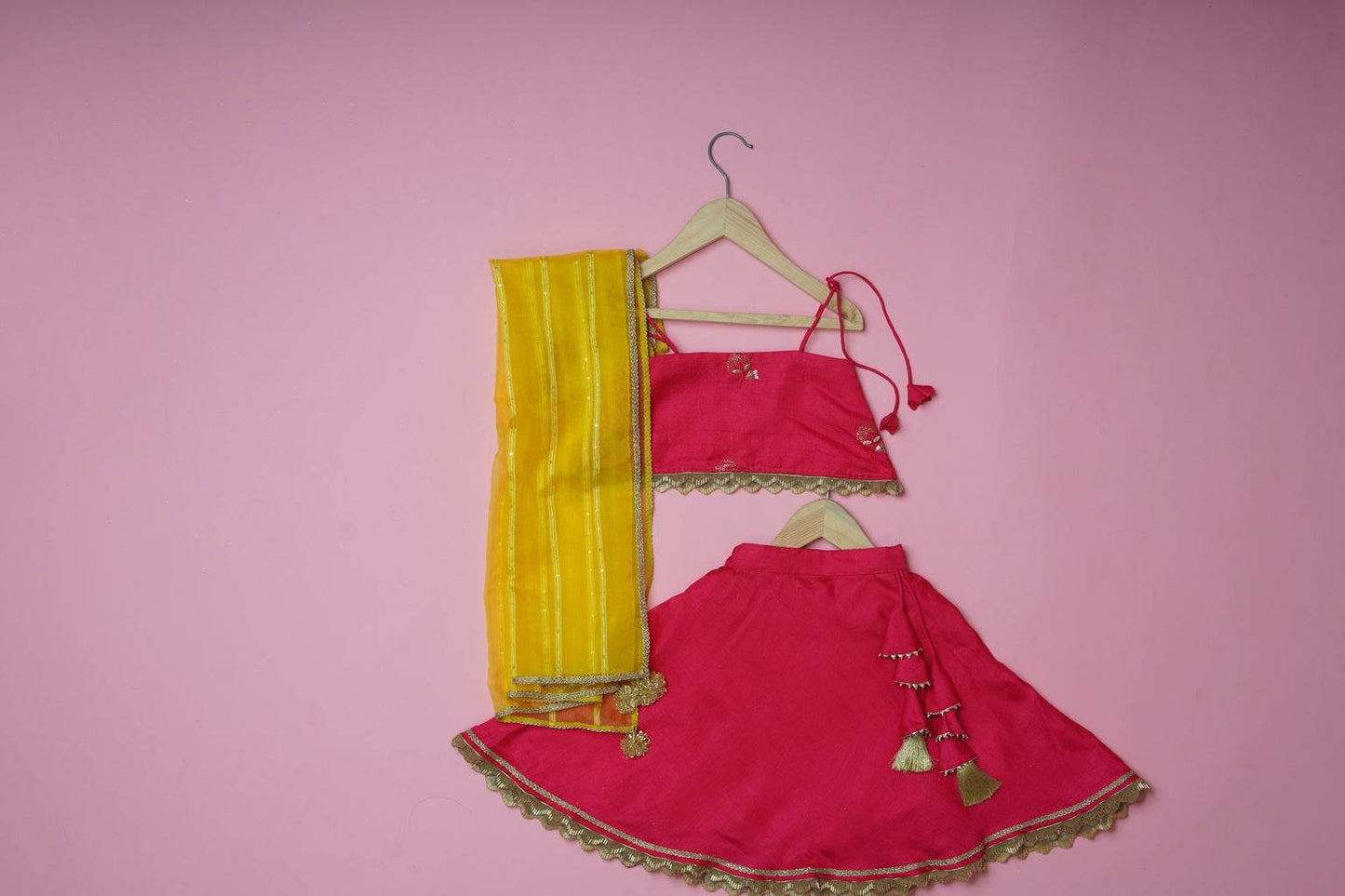 Anaya Yellow - Lehenga and Dupatta Set - Monk & Mei