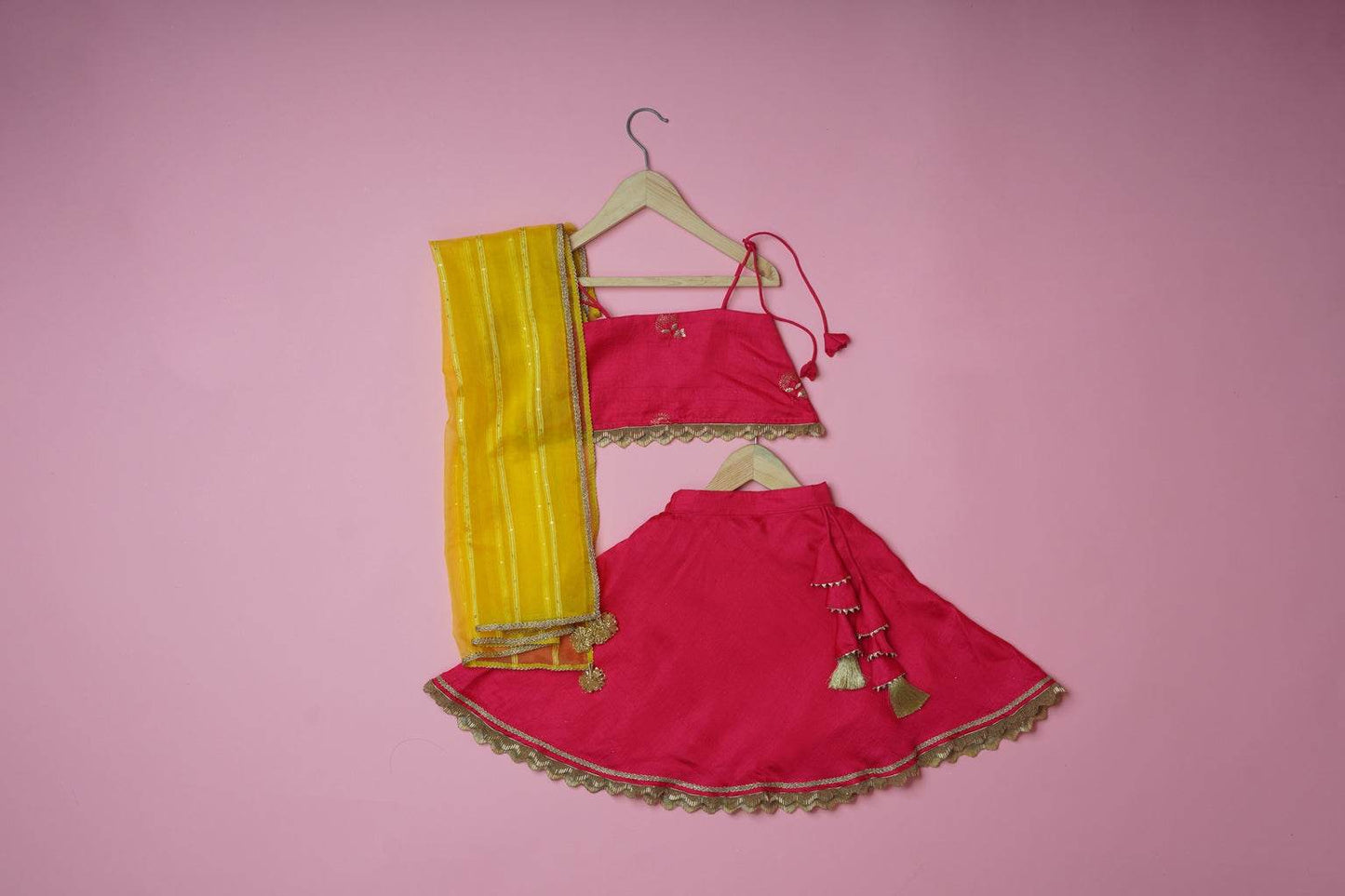 Anaya Yellow - Lehenga and Dupatta Set - Monk & Mei