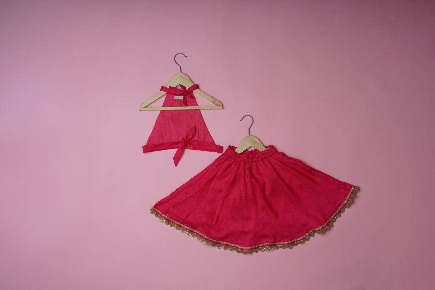 Jiya Pink - Lehenga and Dupatta Set - Monk & Mei