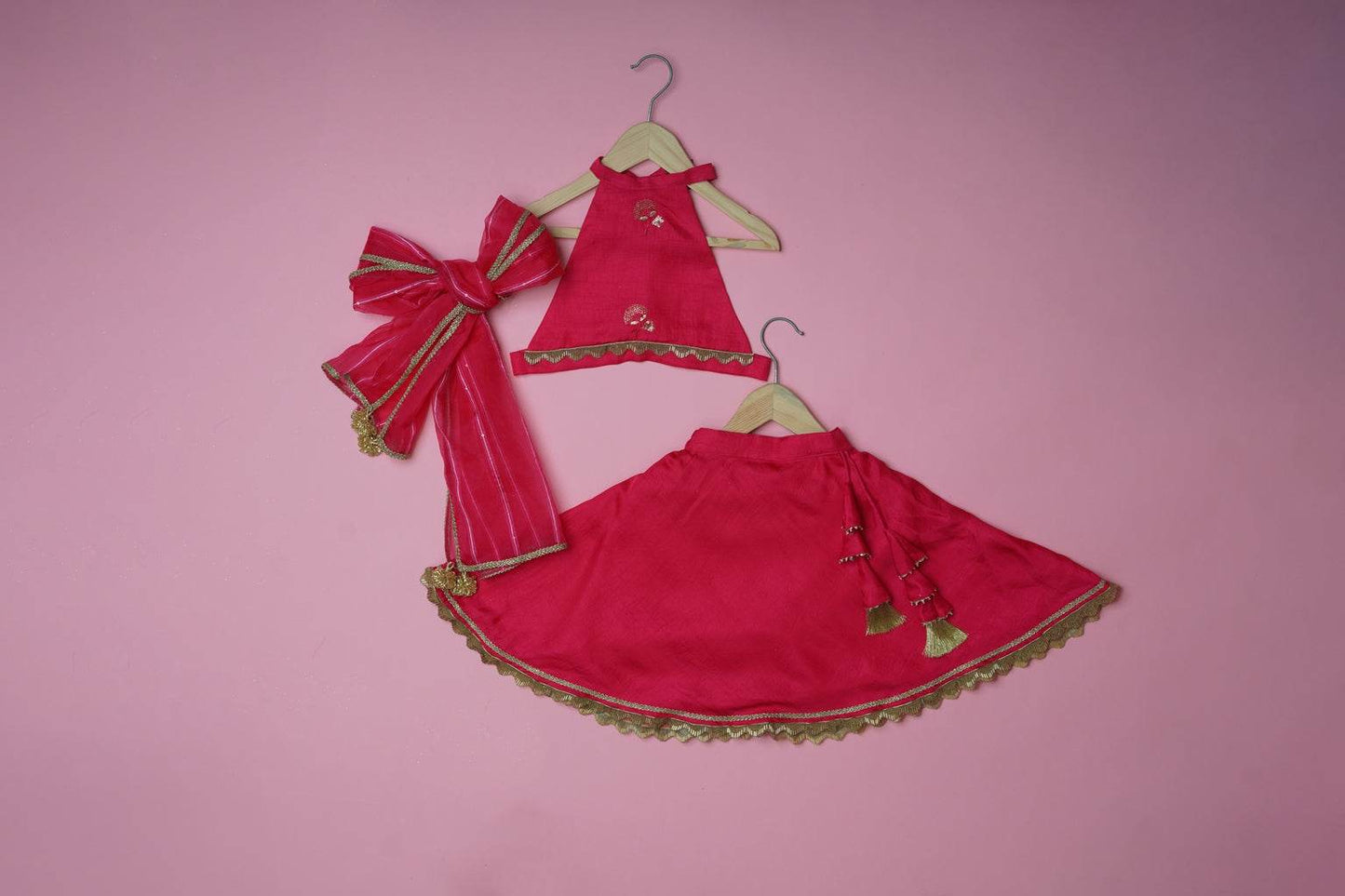 Jiya Pink - Lehenga and Dupatta Set - Monk & Mei