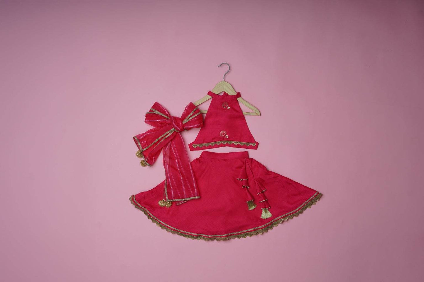 Jiya Pink - Lehenga and Dupatta Set - Monk & Mei