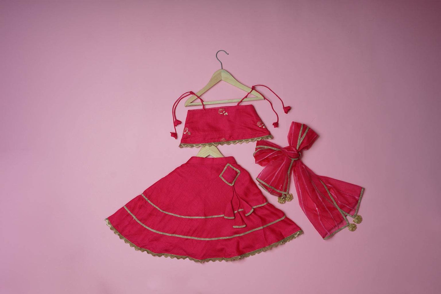 Myra Pink - Lehenga and Dupatta Set - Monk & Mei